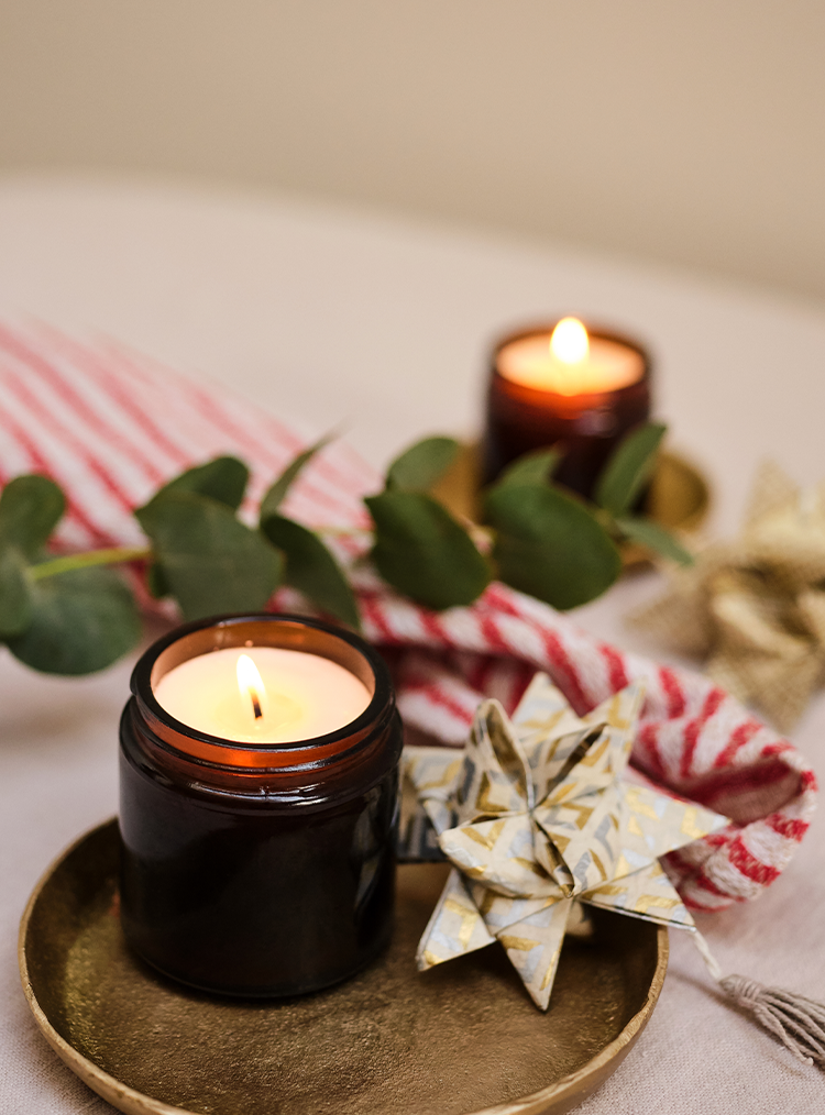 christmas candles on a table