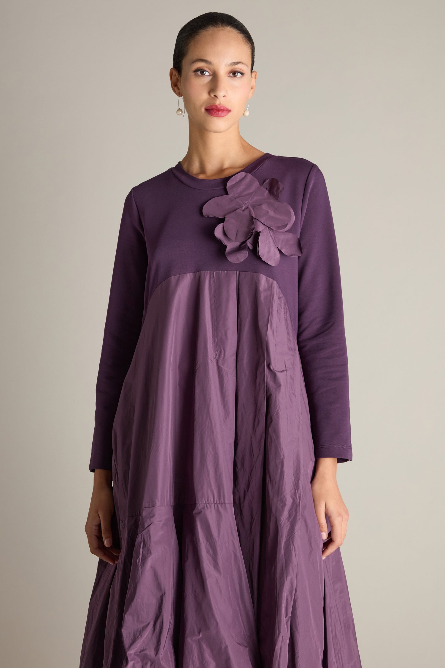 Jersey Taffeta Flower Dress