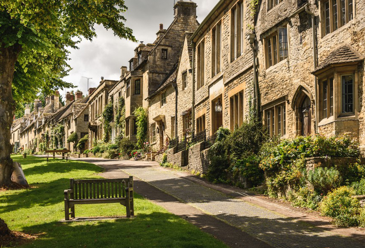 row of houses up a hill