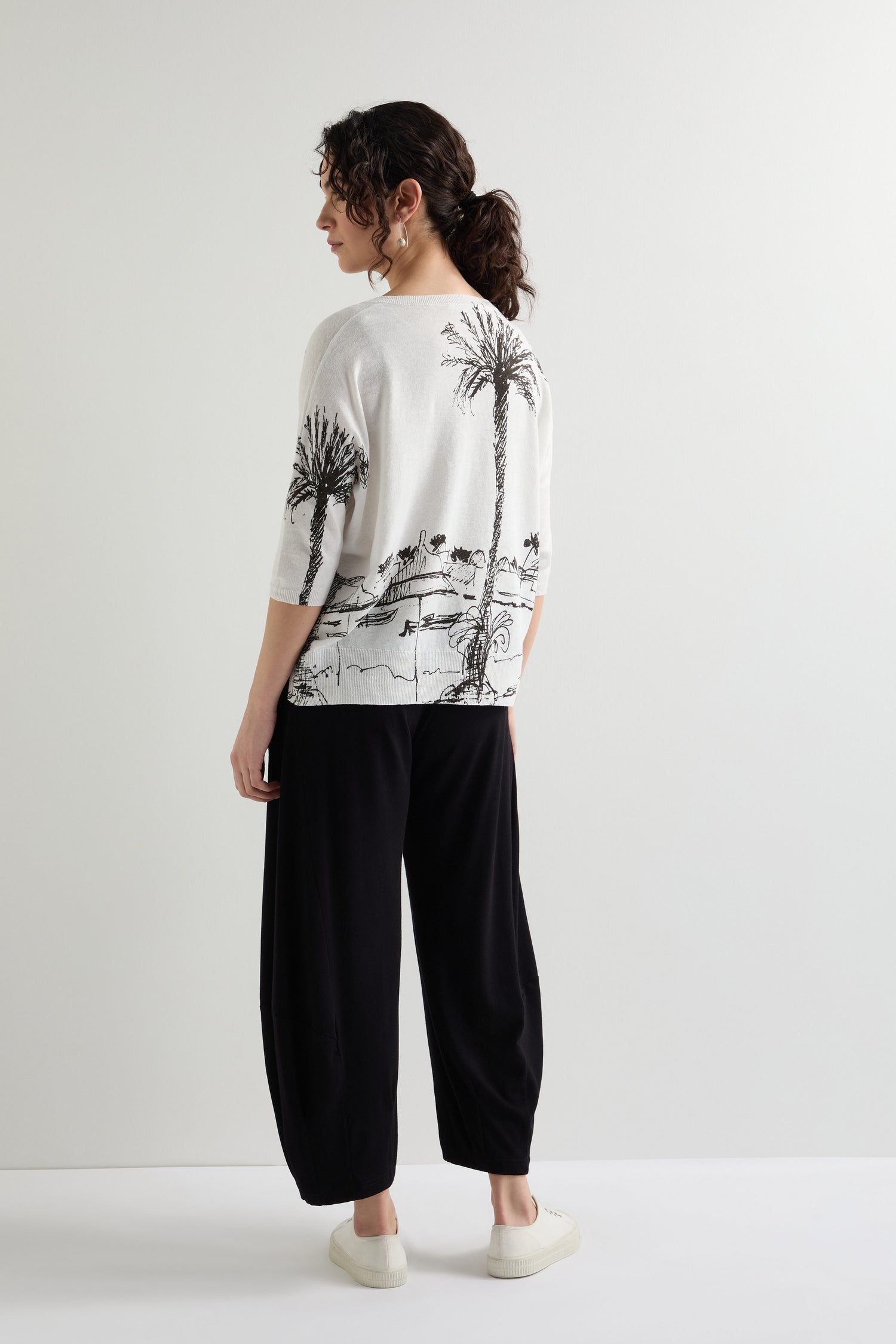 Village Print Boxy Linen Knit