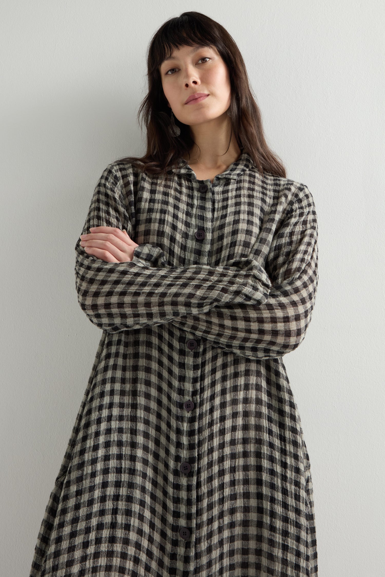 Linen Check Shirt Dress