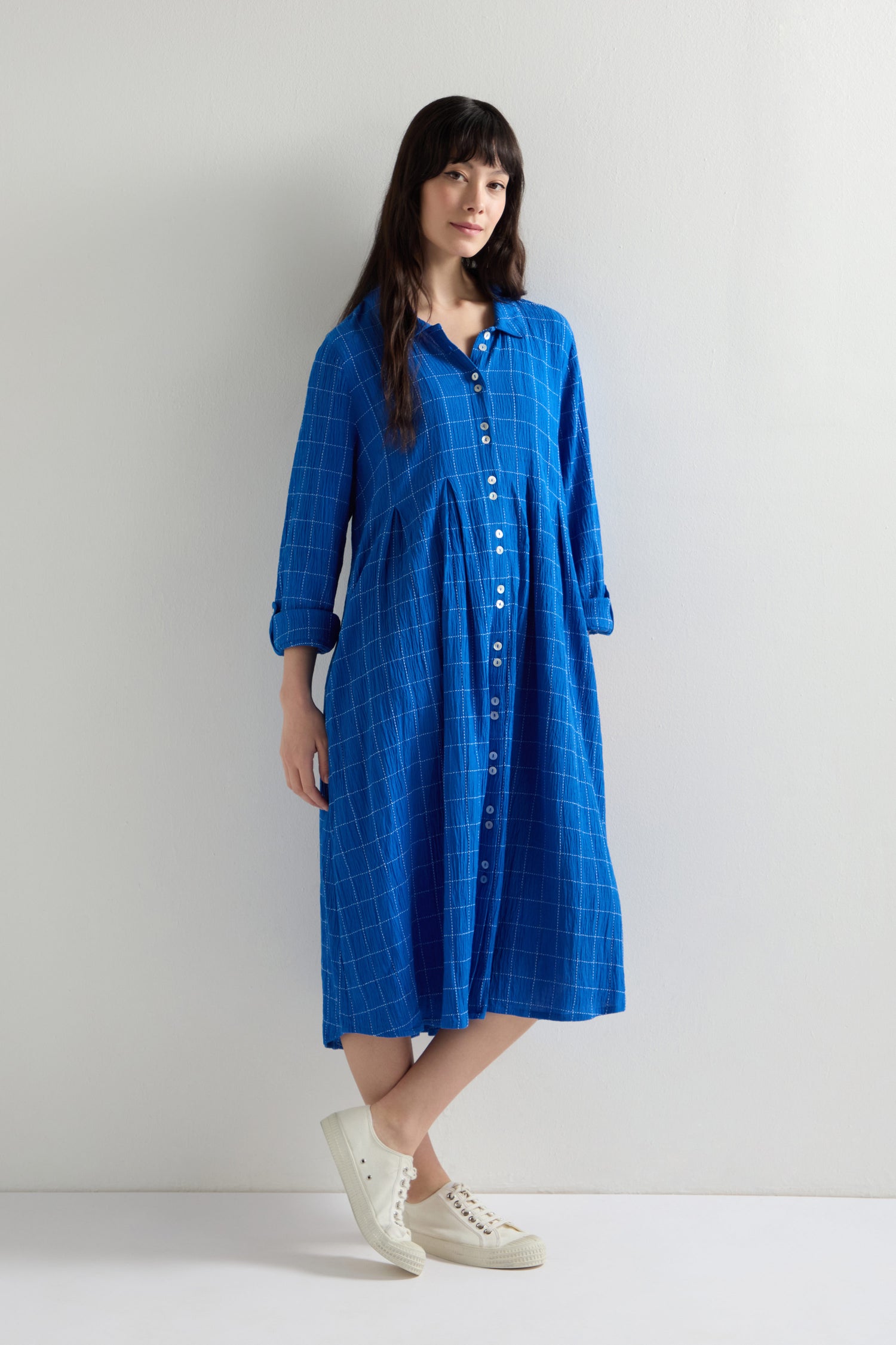 Stitched Grid Check Dress