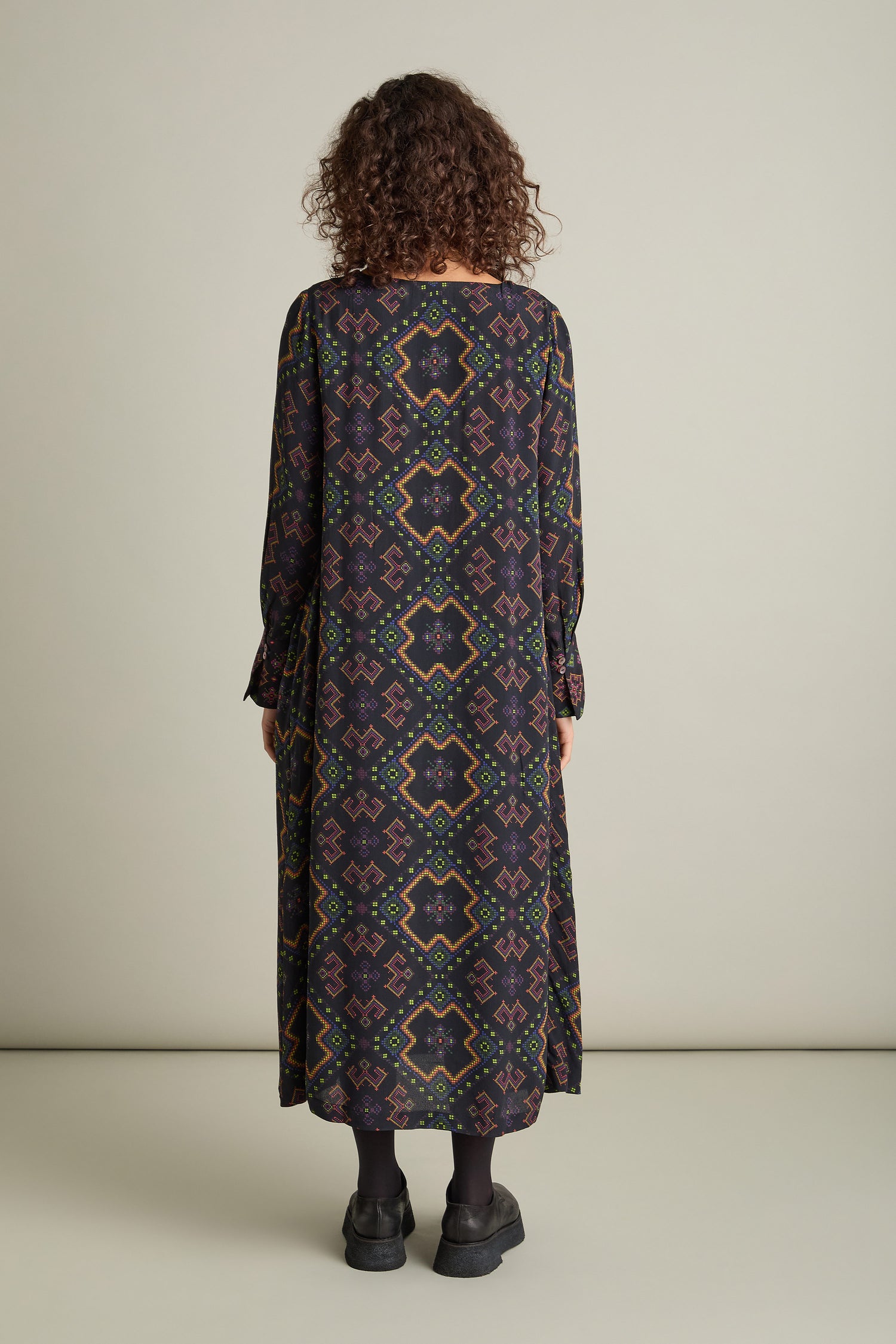 Pixelated Jacquard Print Dress