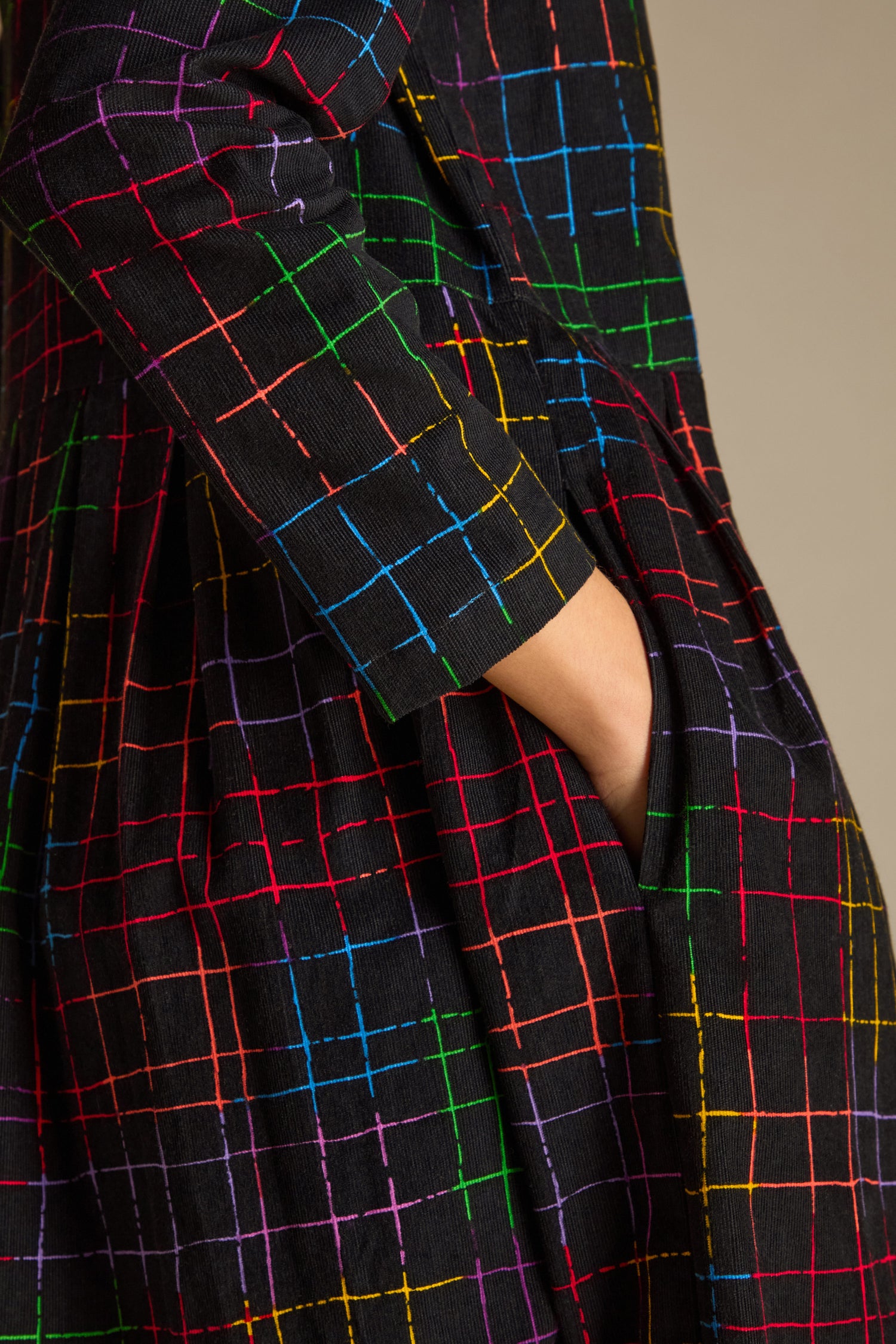 Stitched Check Cord Dress