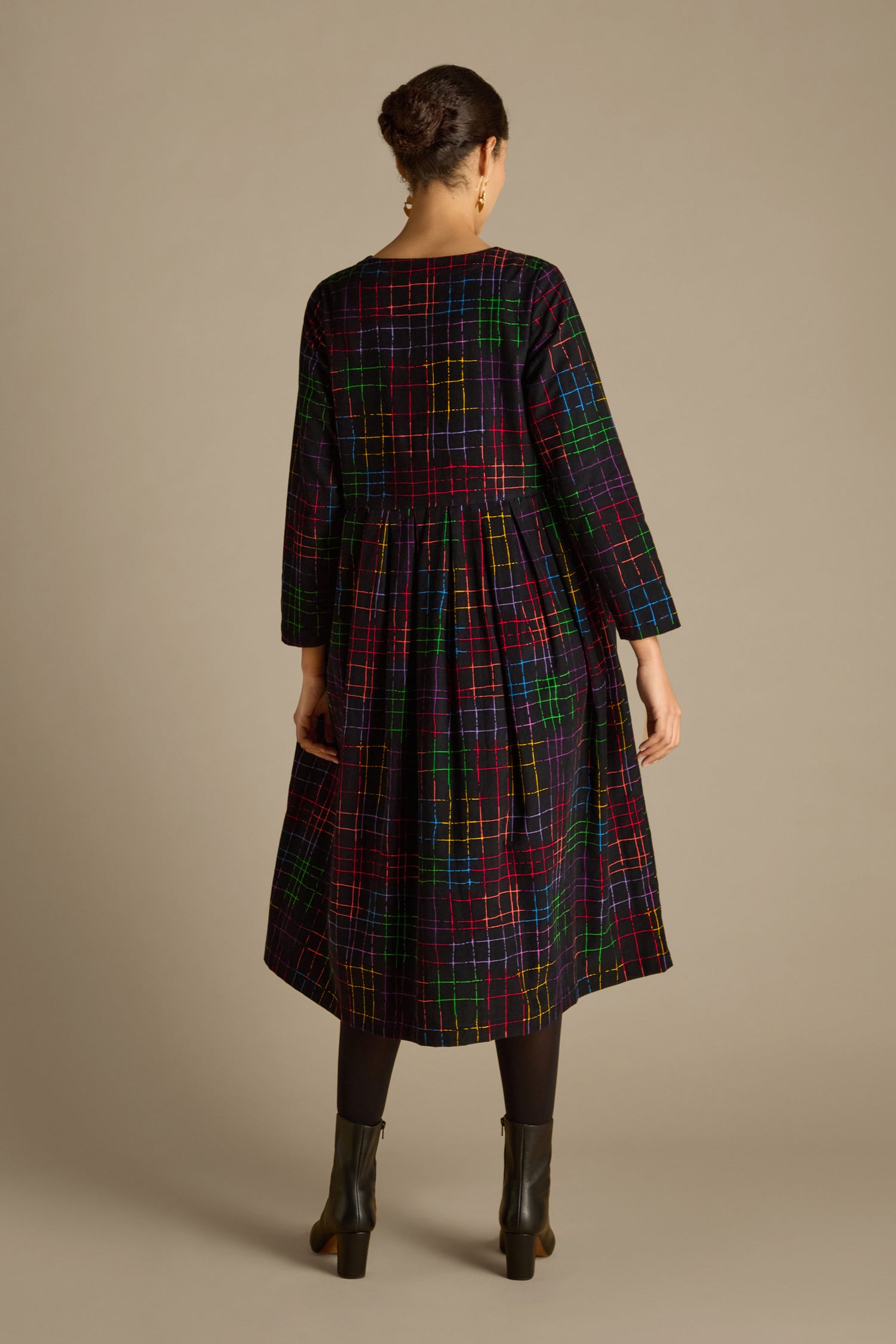 Stitched Check Cord Dress