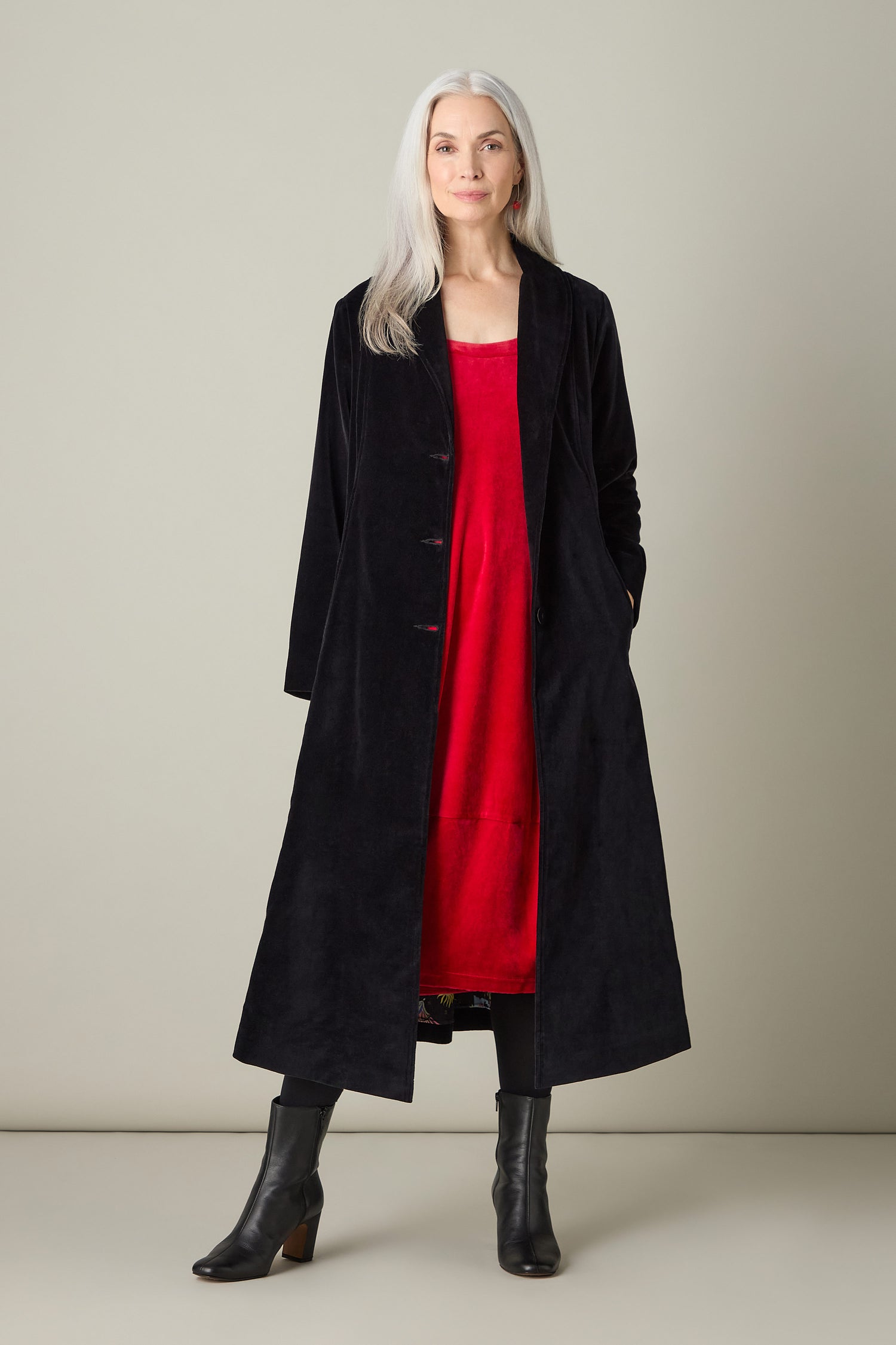 Cotton Velvet Print Lined Coat