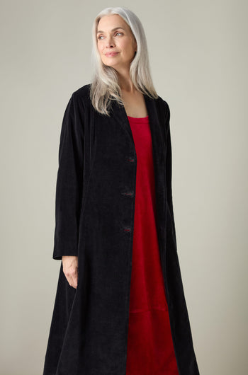 Cotton Velvet Print Lined Coat