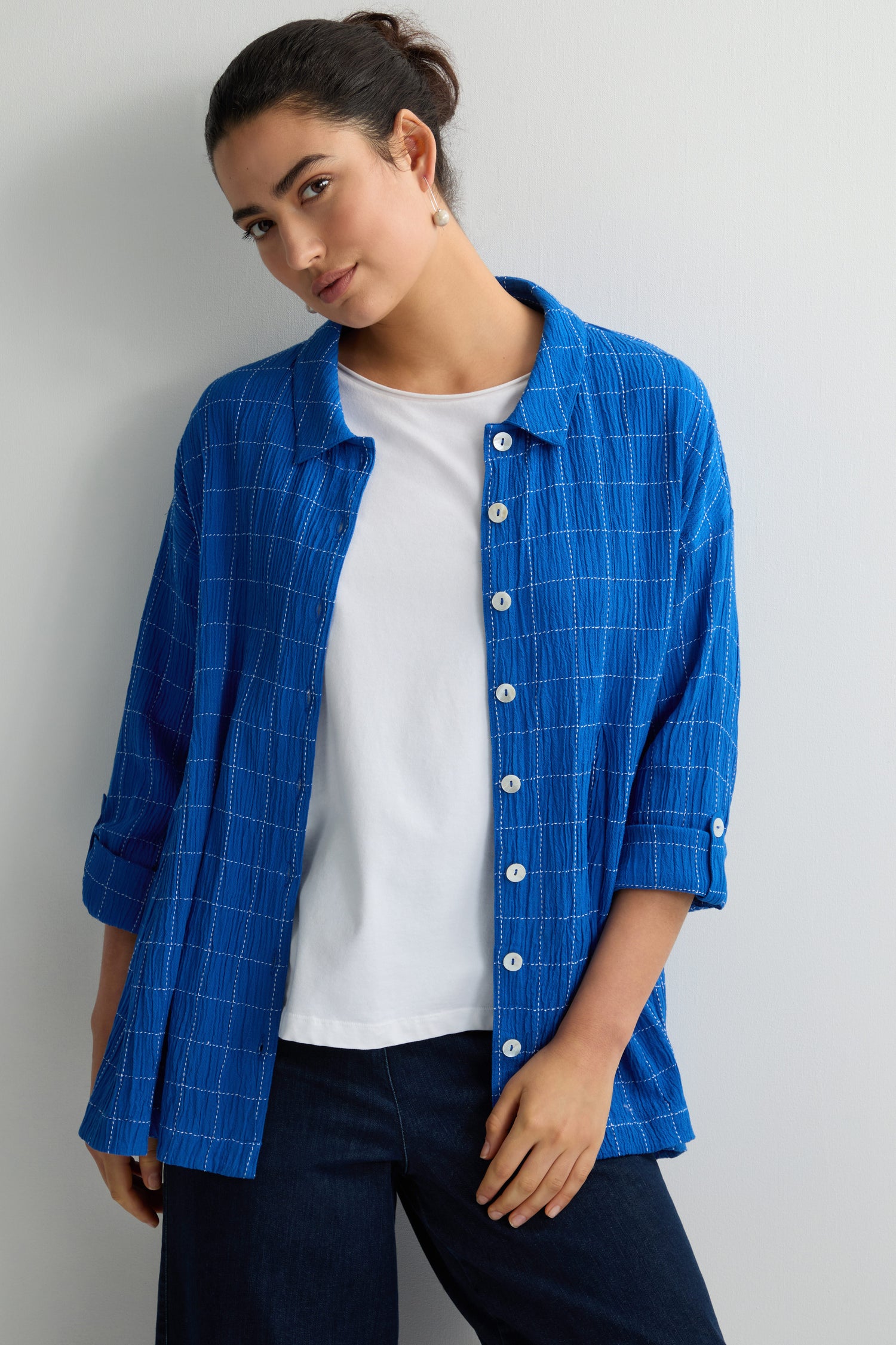 Stitched Grid Check Shirt