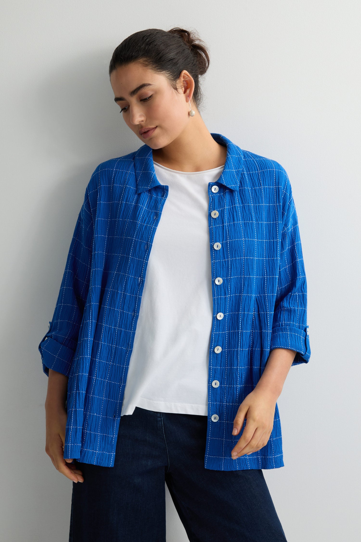 Stitched Grid Check Shirt