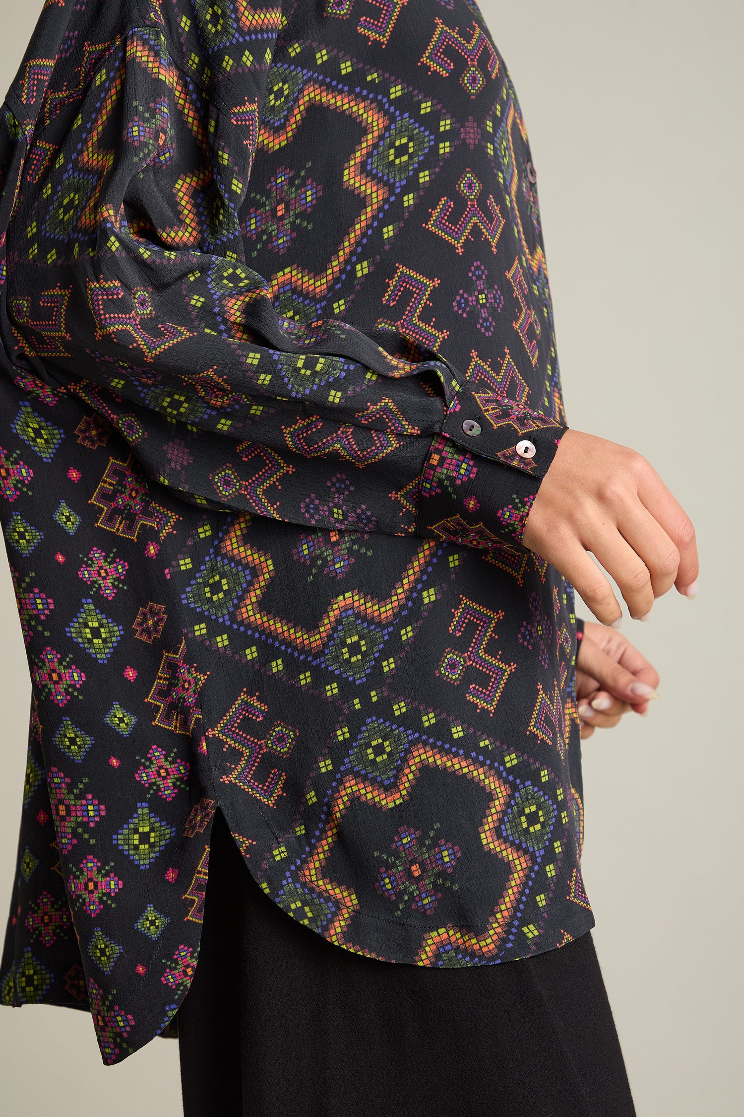 Pixelated Jacquard Print Shirt