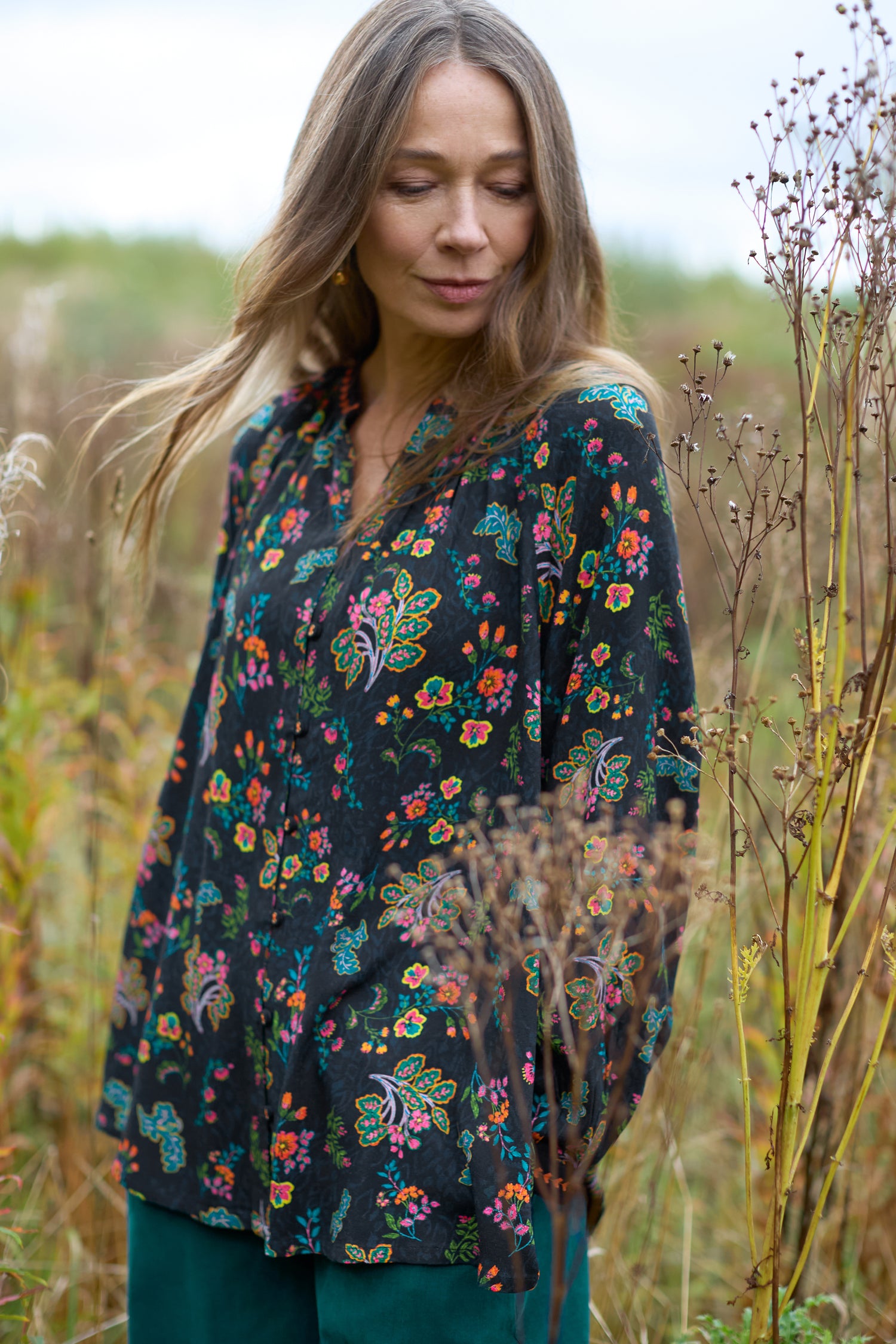 Hand Drawn Floral Boxy Shirt