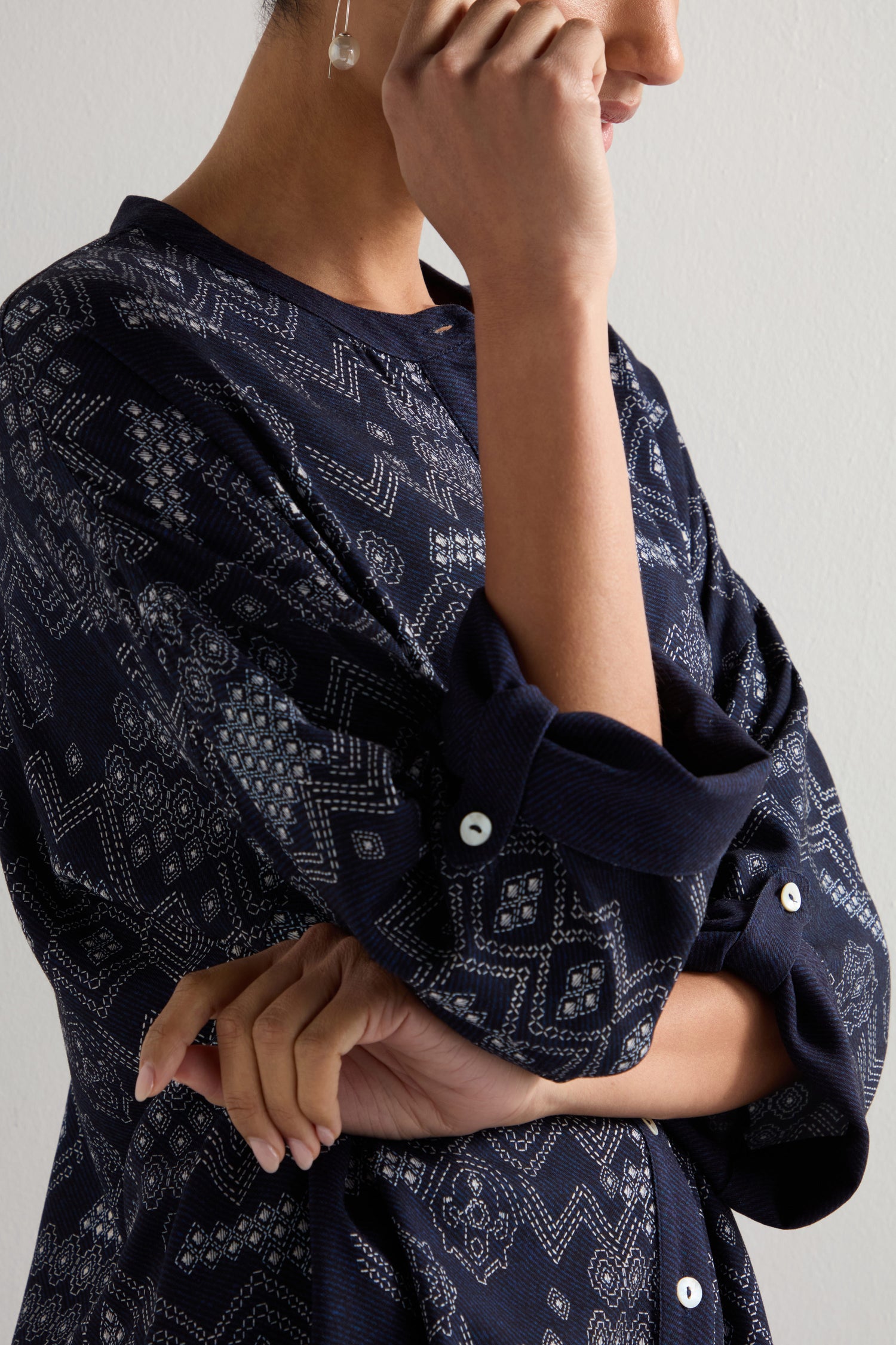 Stitched Print Boxy Shirt