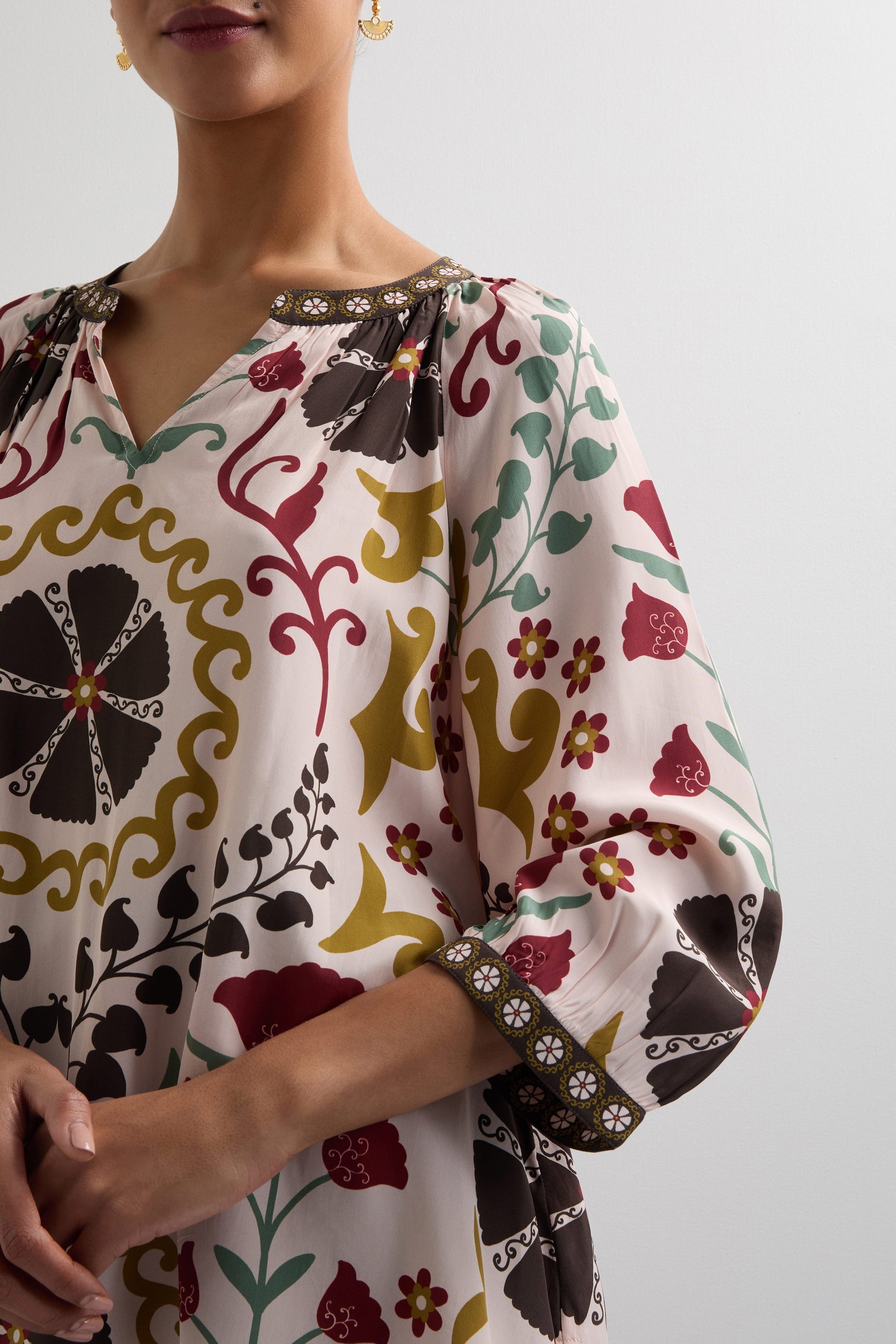 Art Deco Floral Print Tunic