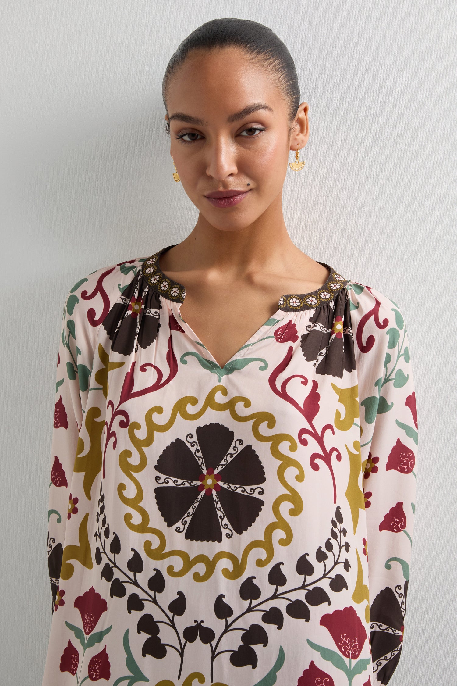 Art Deco Floral Print Tunic