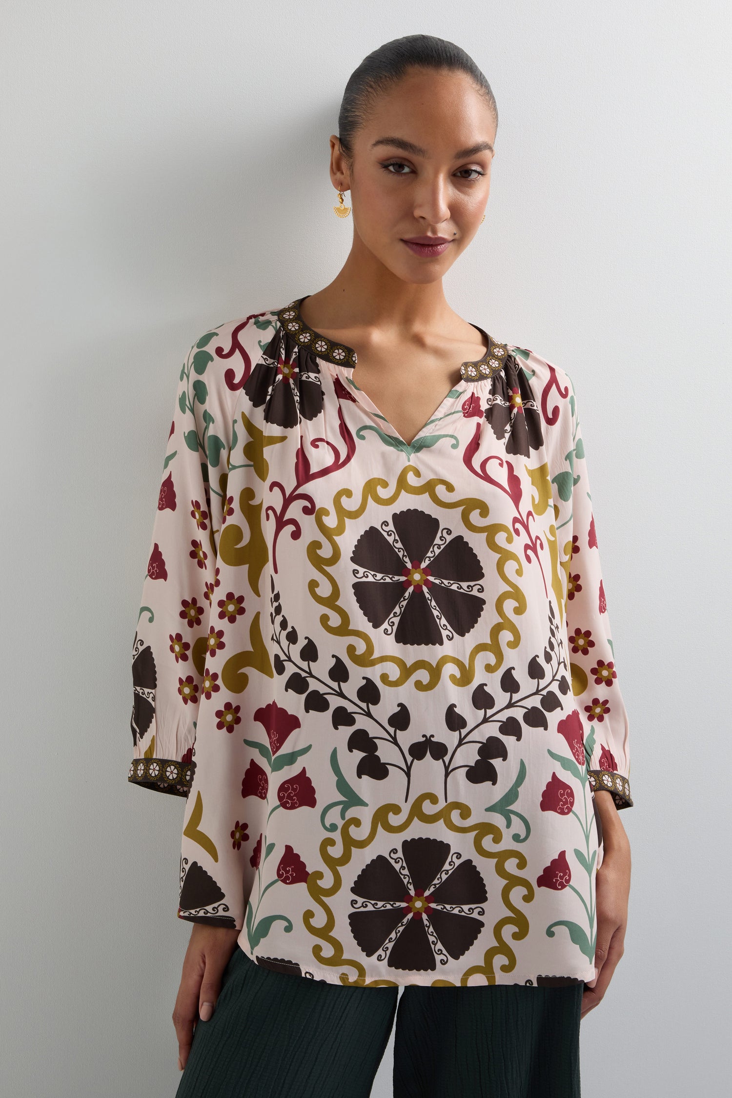 Art Deco Floral Print Tunic