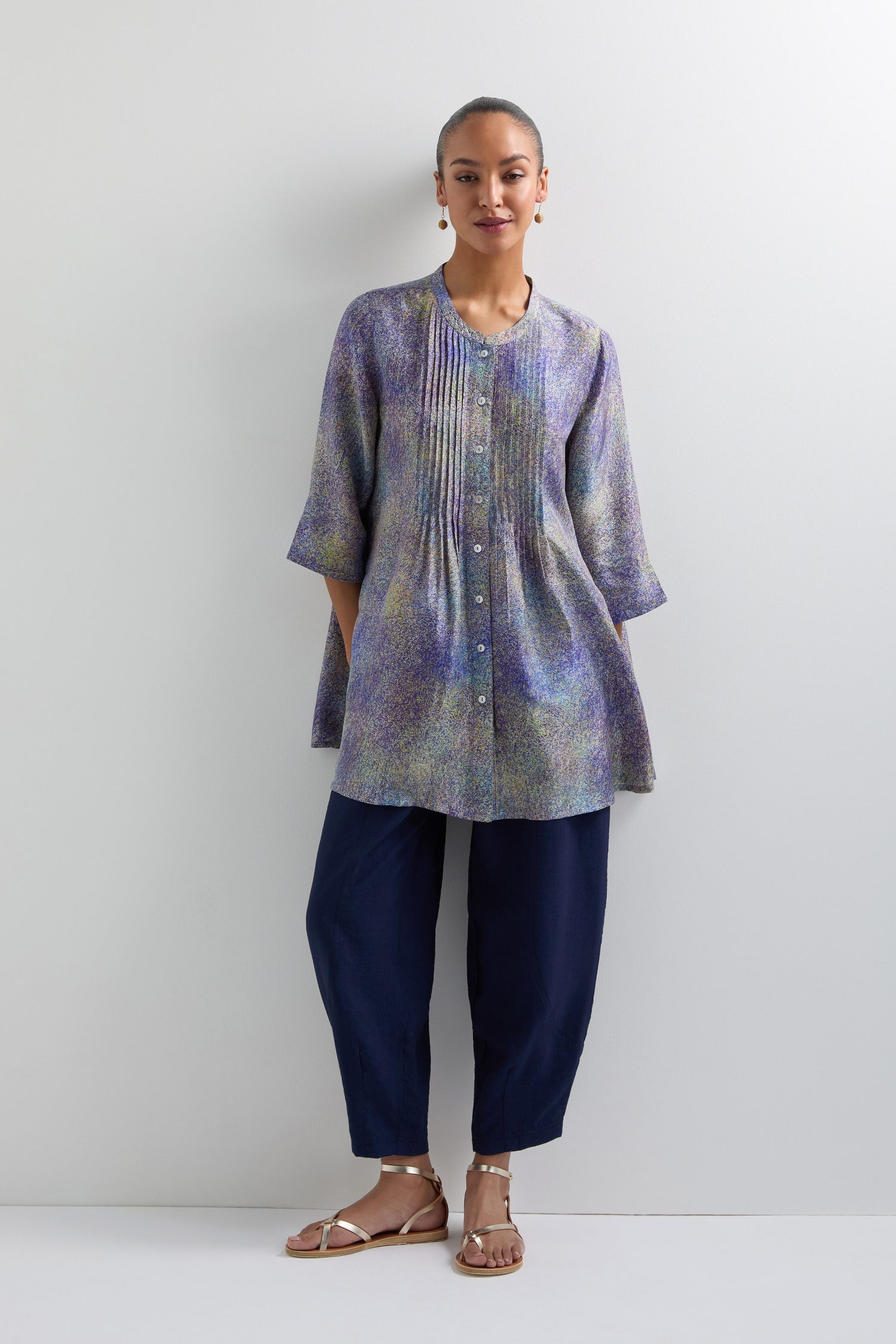 Abstract Speckled Silk Shirt