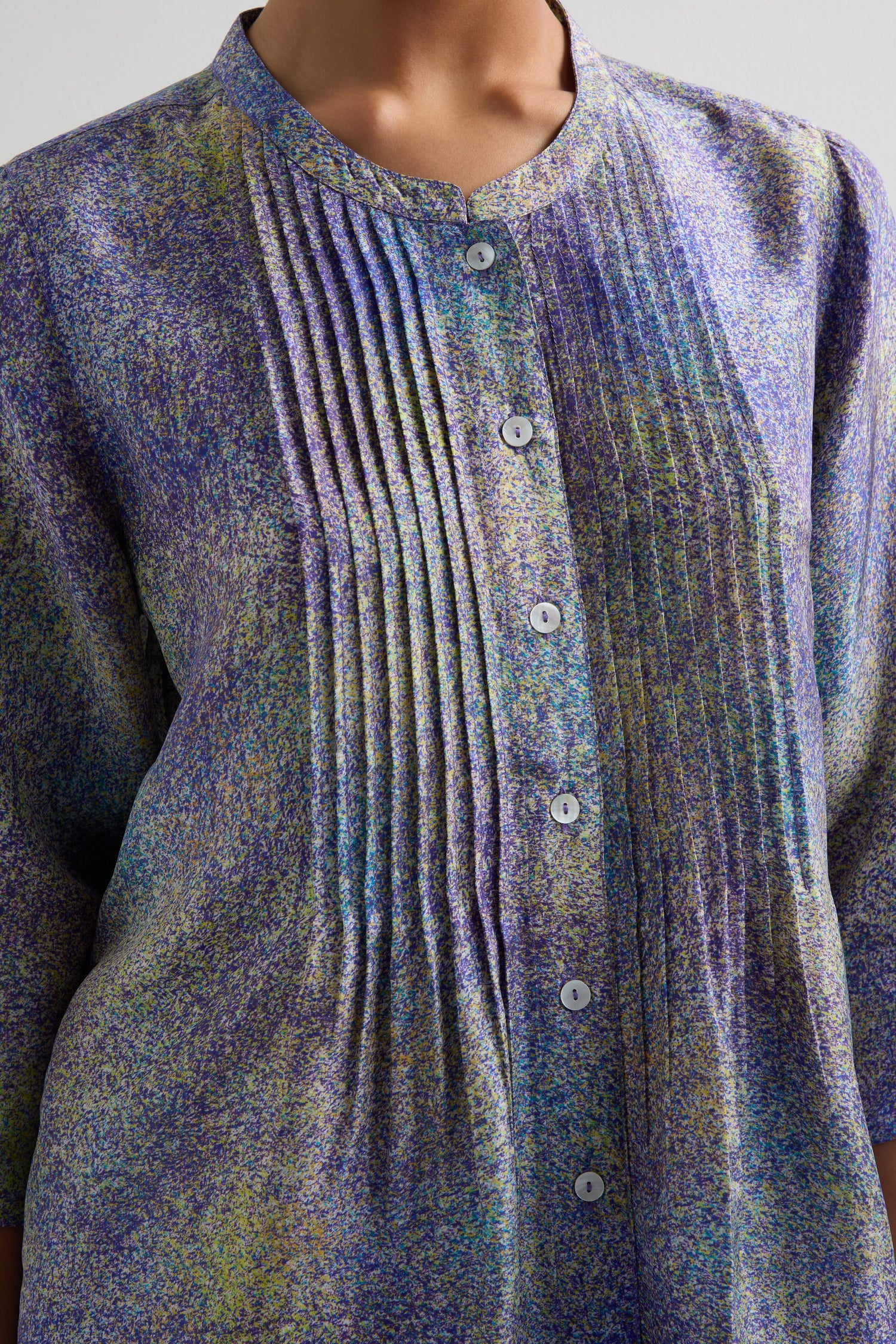 Abstract Speckled Silk Shirt