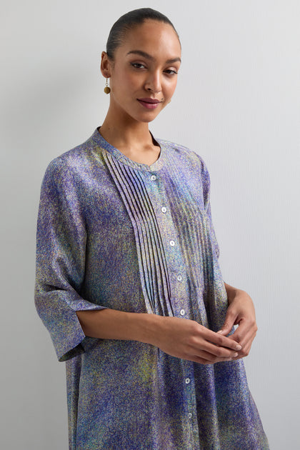 Abstract Speckled Silk Shirt