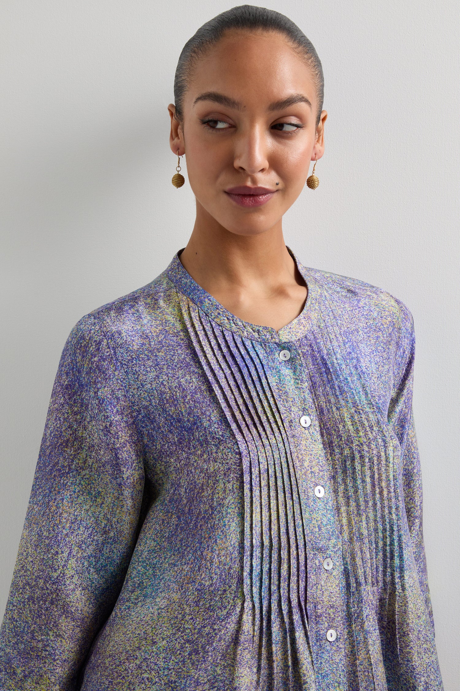 Abstract Speckled Silk Shirt