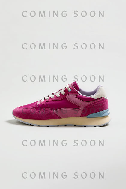 City Retro Trainers in pink and beige (HOFF12602010) shown in profile on a white background with “COMING SOON” text across the image. Online Exclusive.