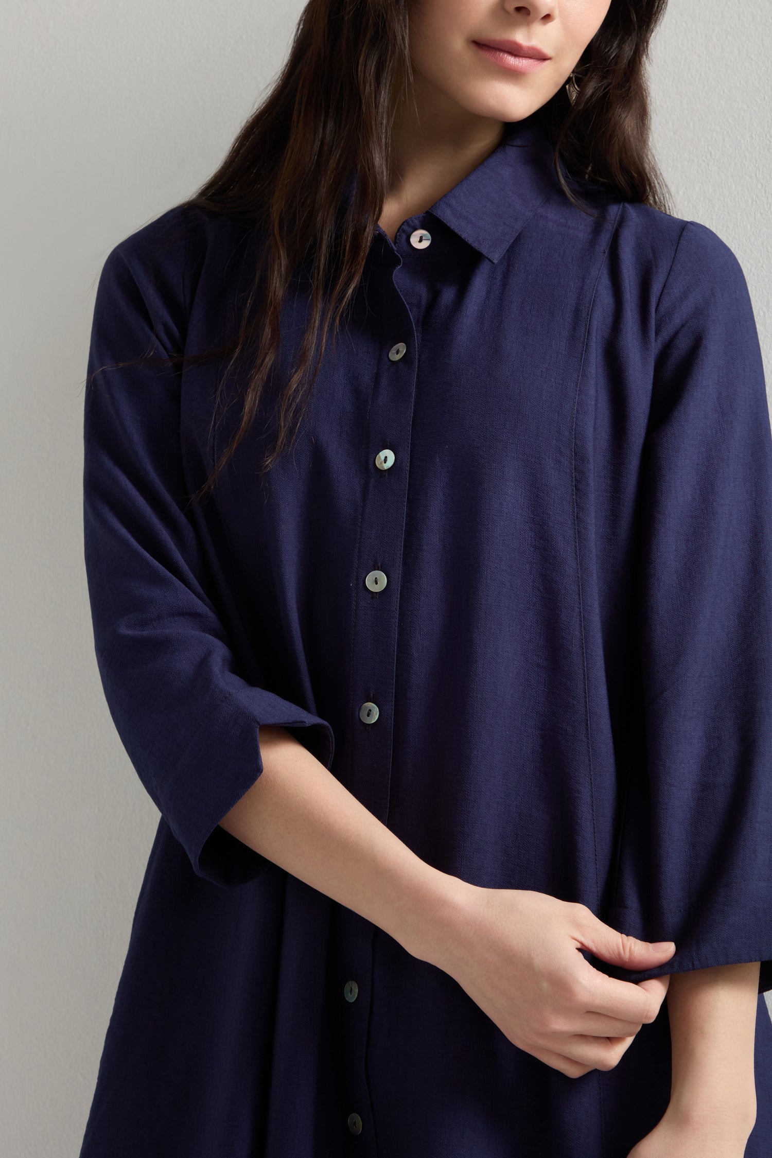 Textured Viscose Shirt Dress