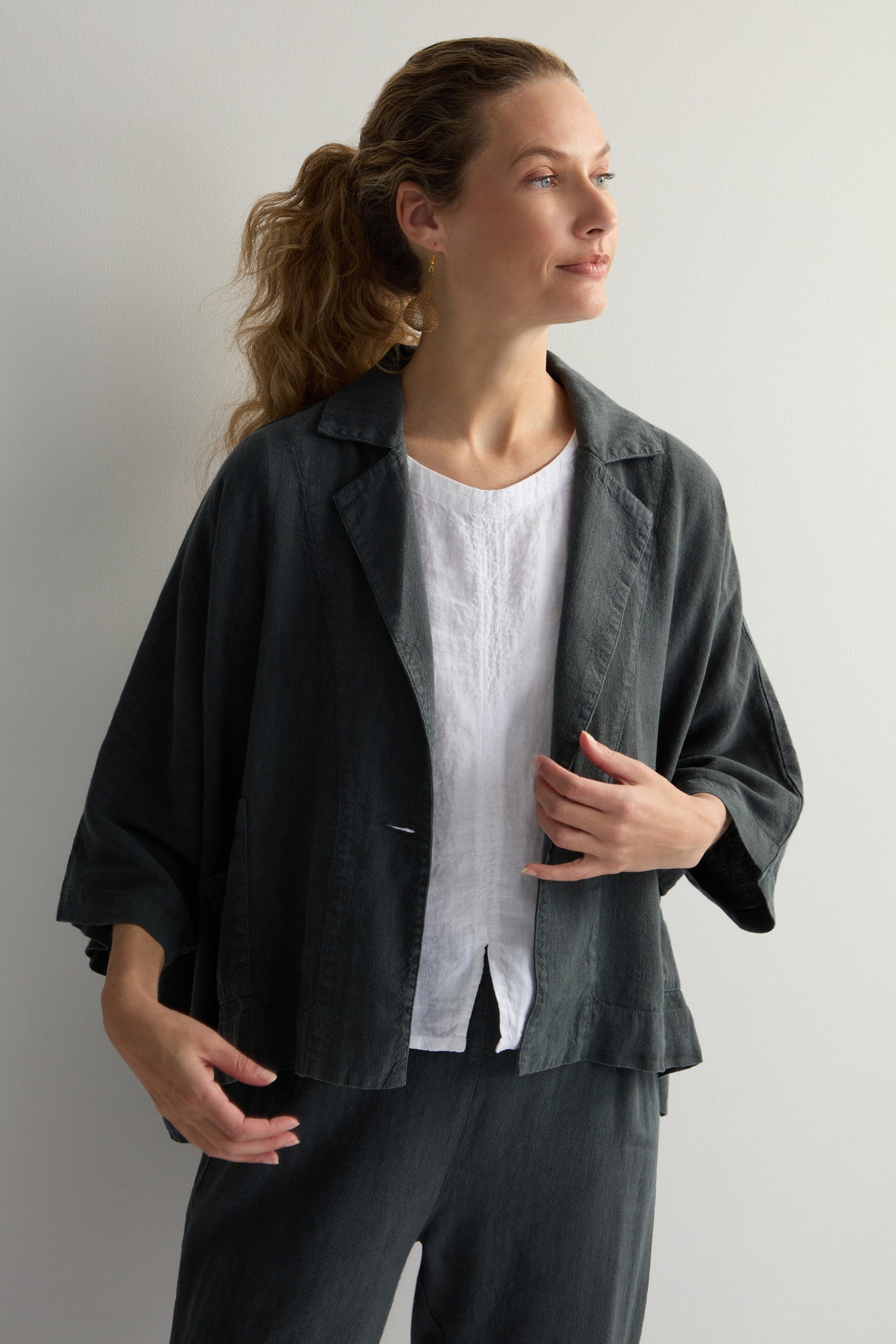 Twisted Linen Boxy Jacket