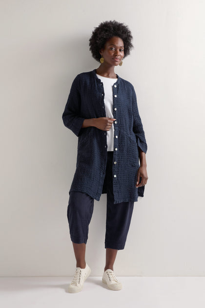 Waffle Linen Long Jacket