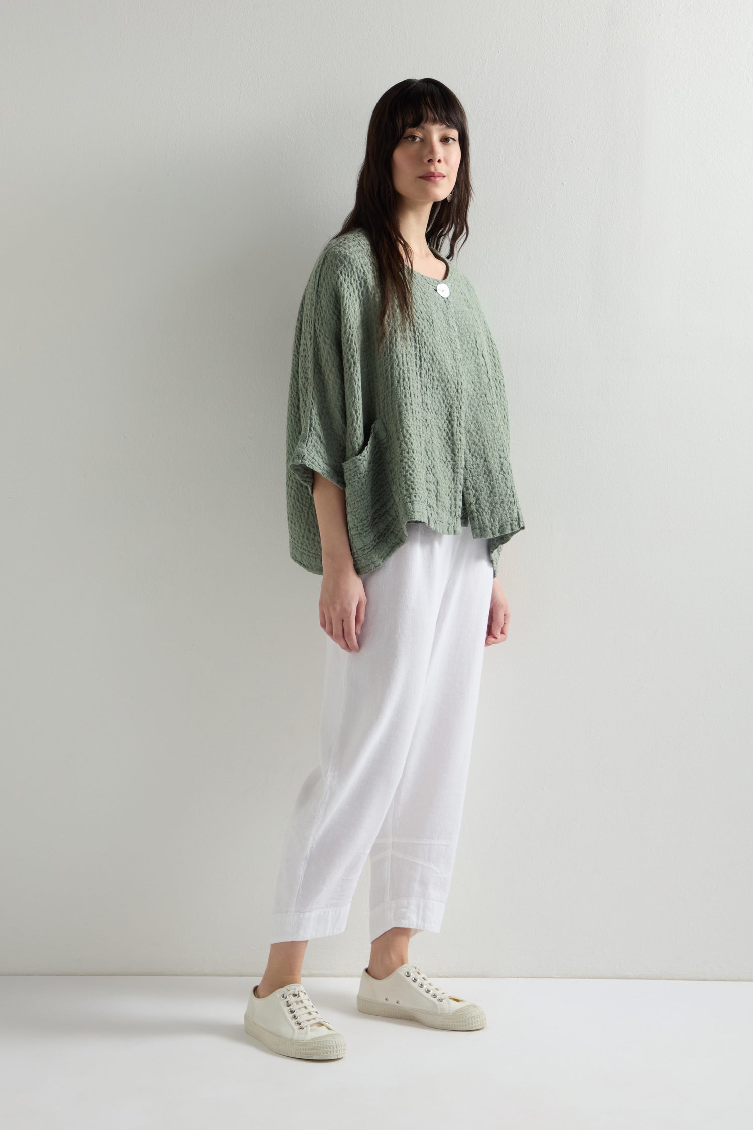 Twisted Linen Crop Bubble Trouser