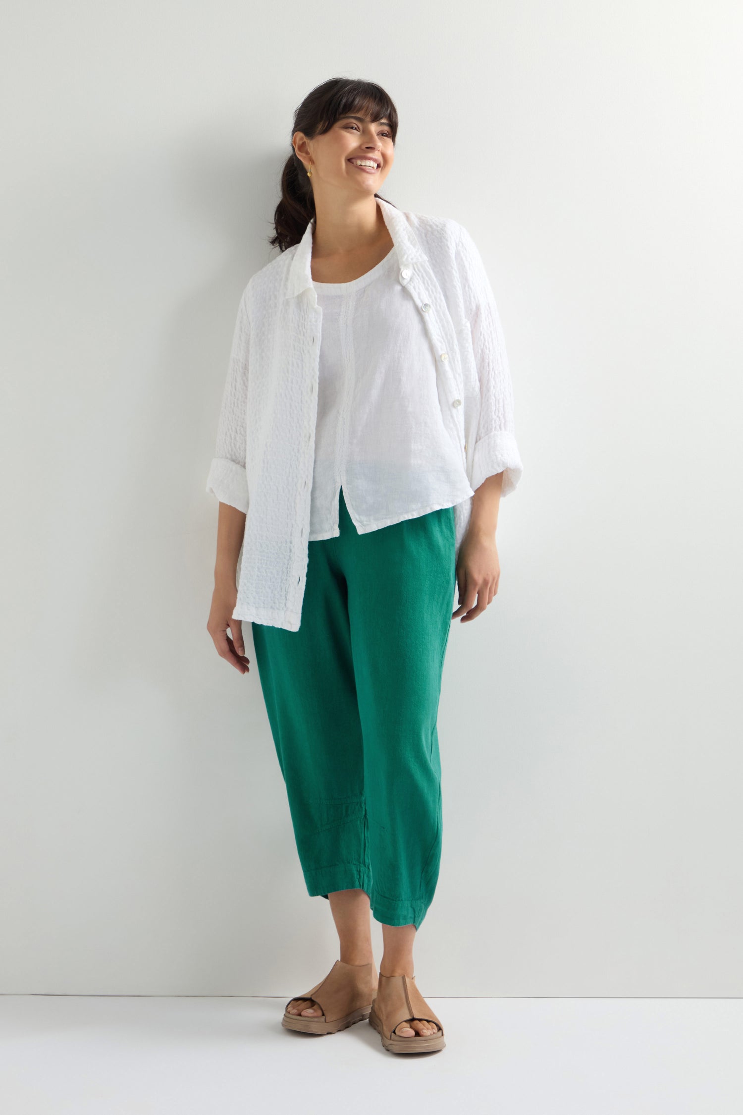 Twisted Linen Crop Bubble Trouser