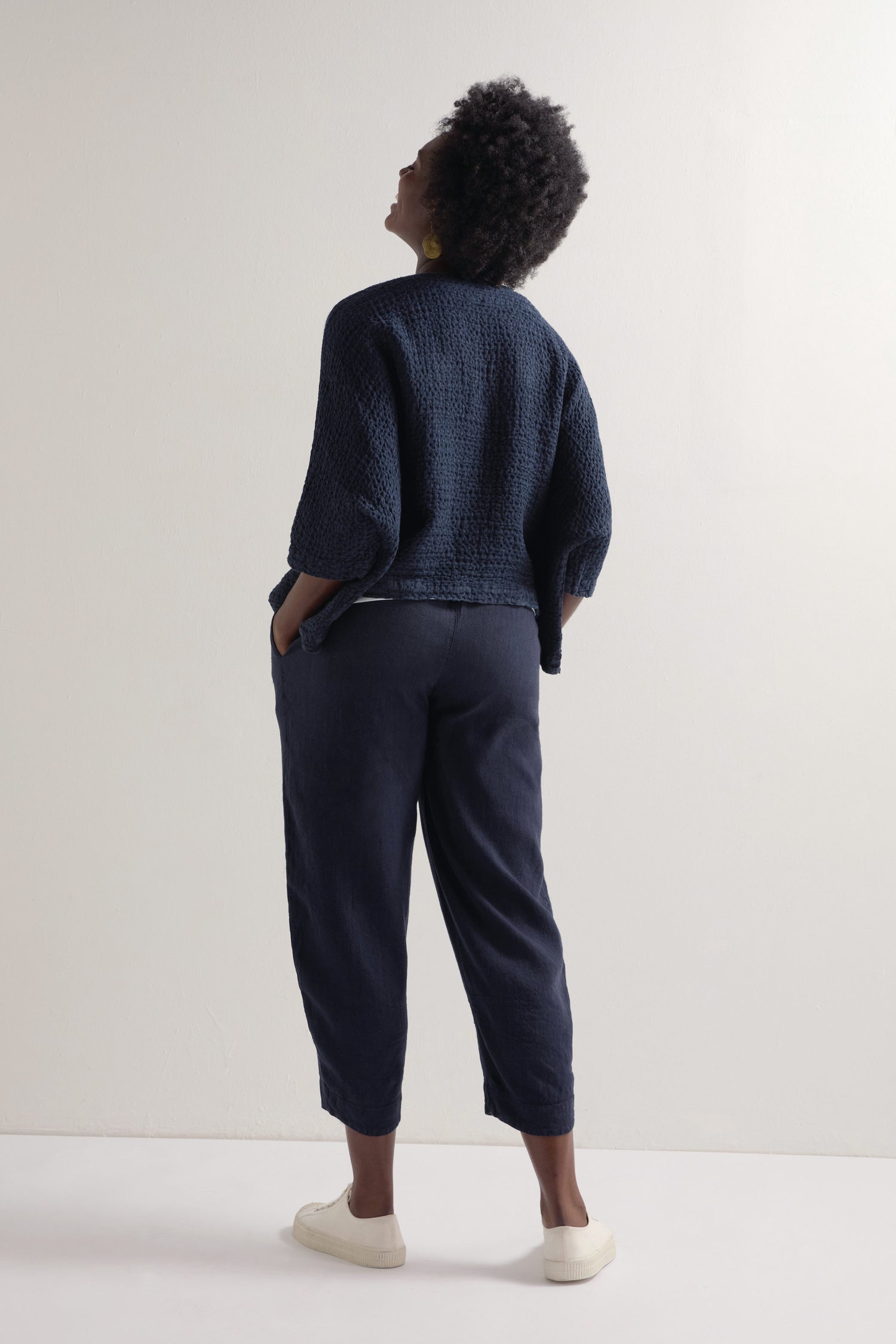 Twisted Linen Crop Bubble Trouser