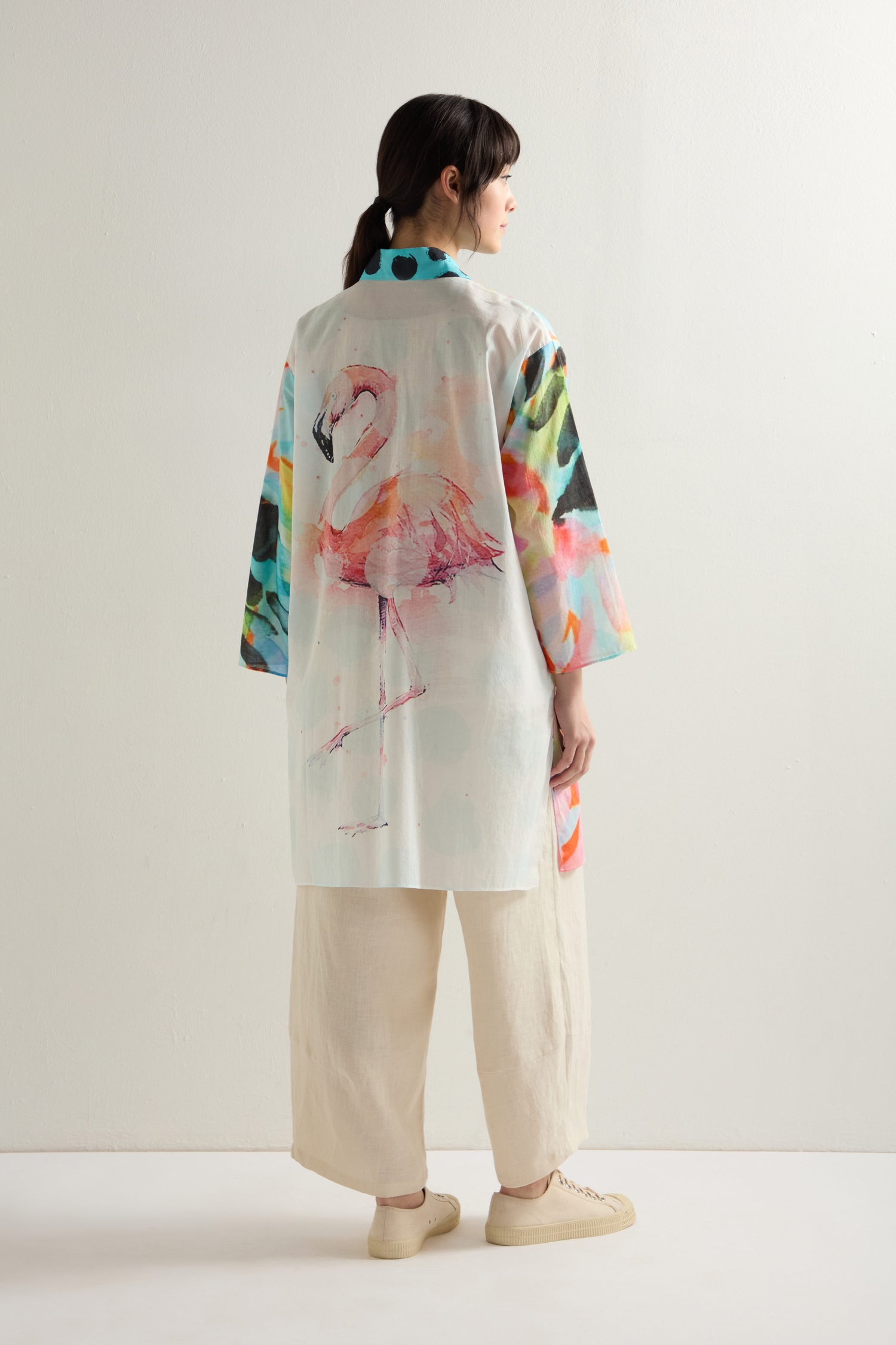 Long Flamingo Mix Print Shirt