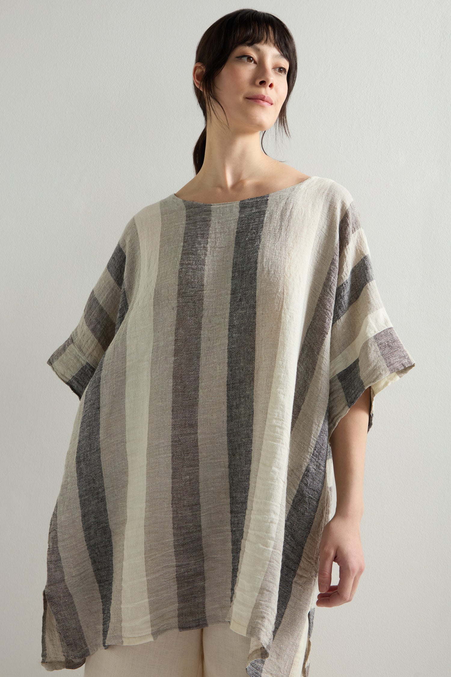 Linen Button Back Stripe Tunic