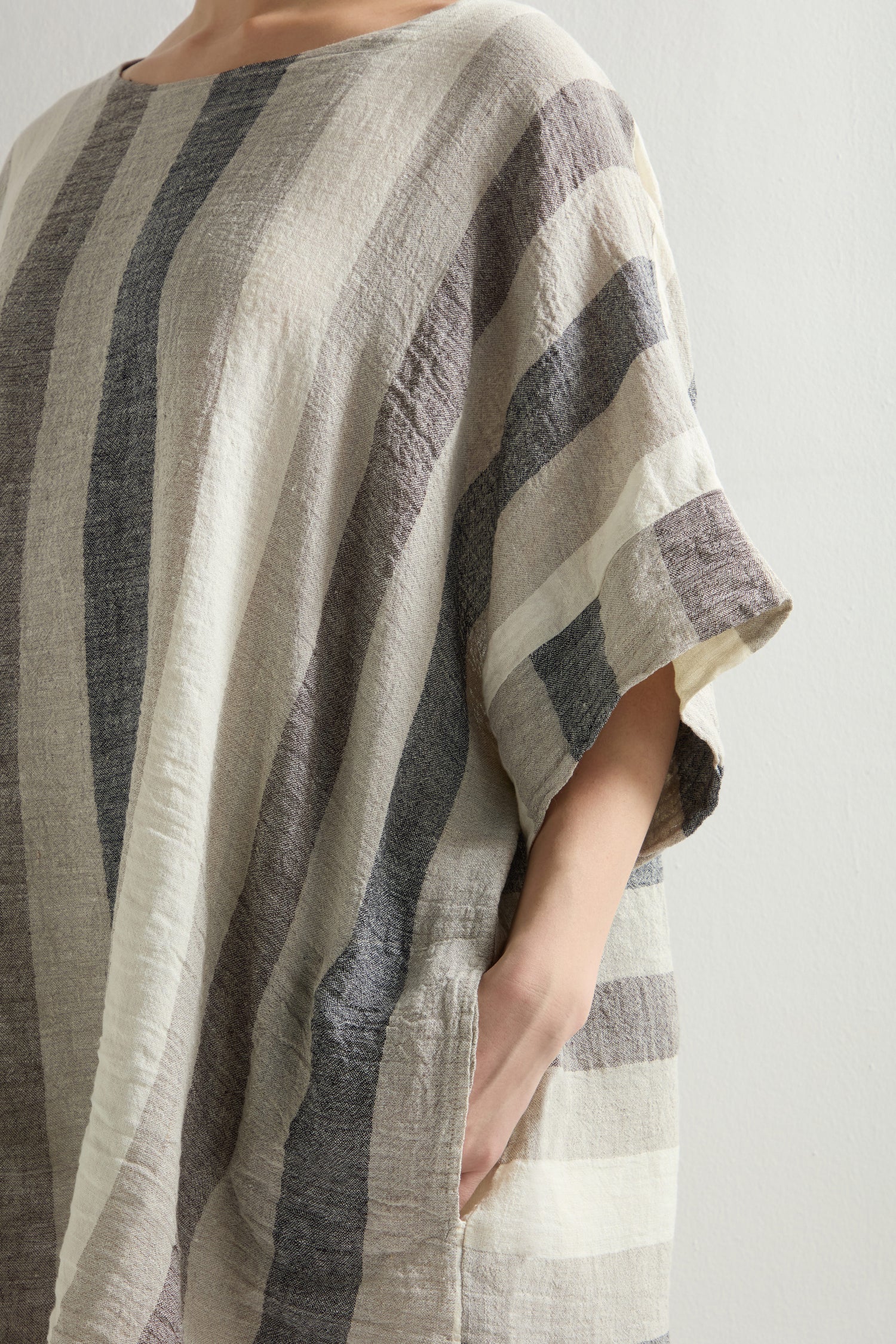 Linen Button Back Stripe Tunic