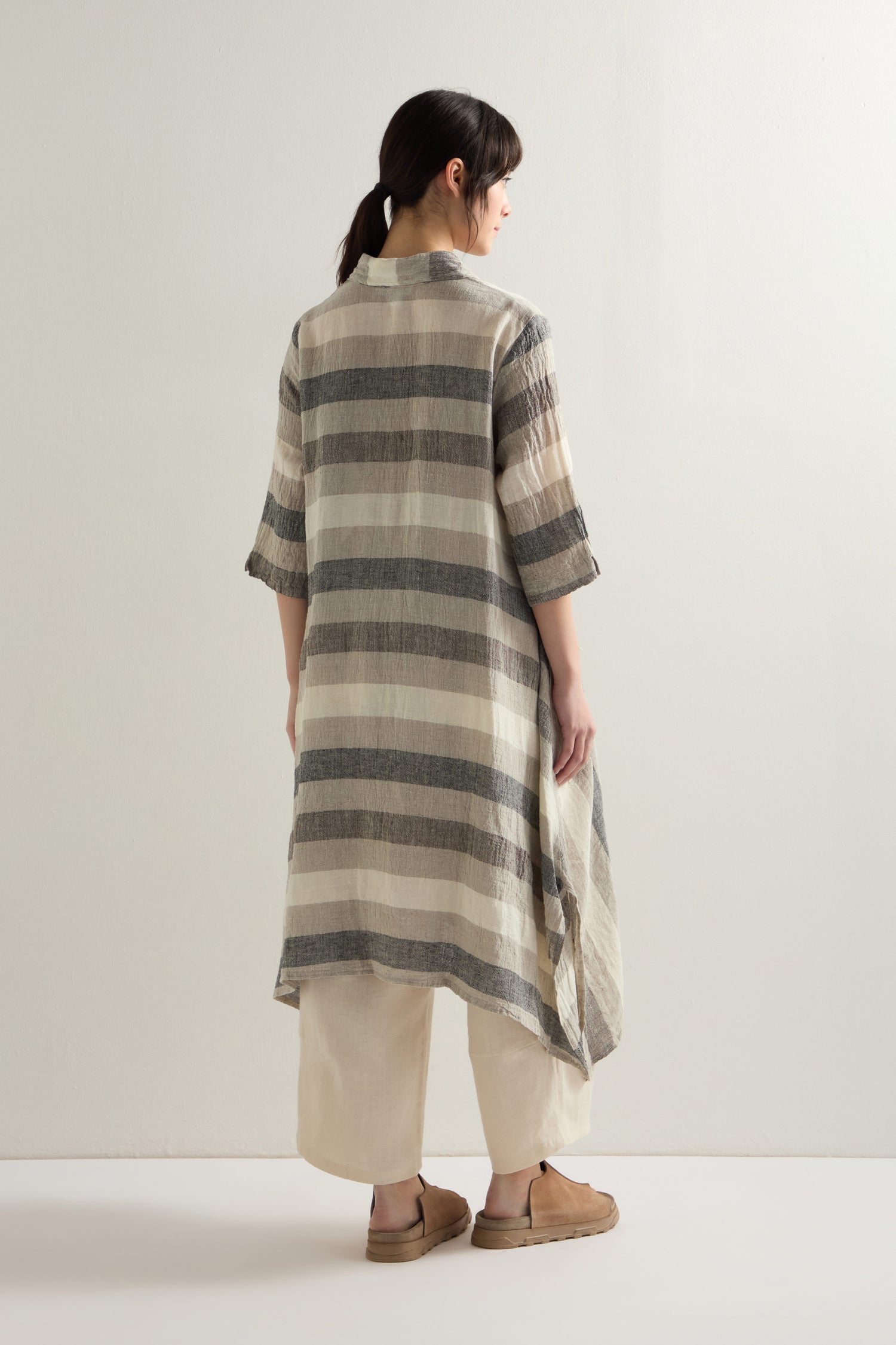 Linen Stripe Shirt Dress