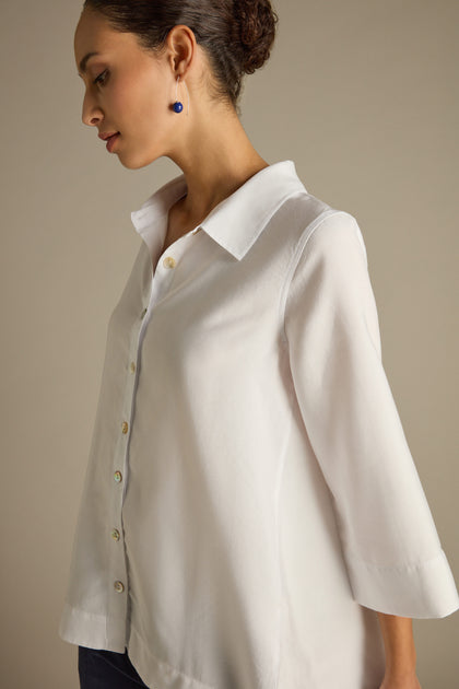 Soft Tencel Flared Hem Shirt