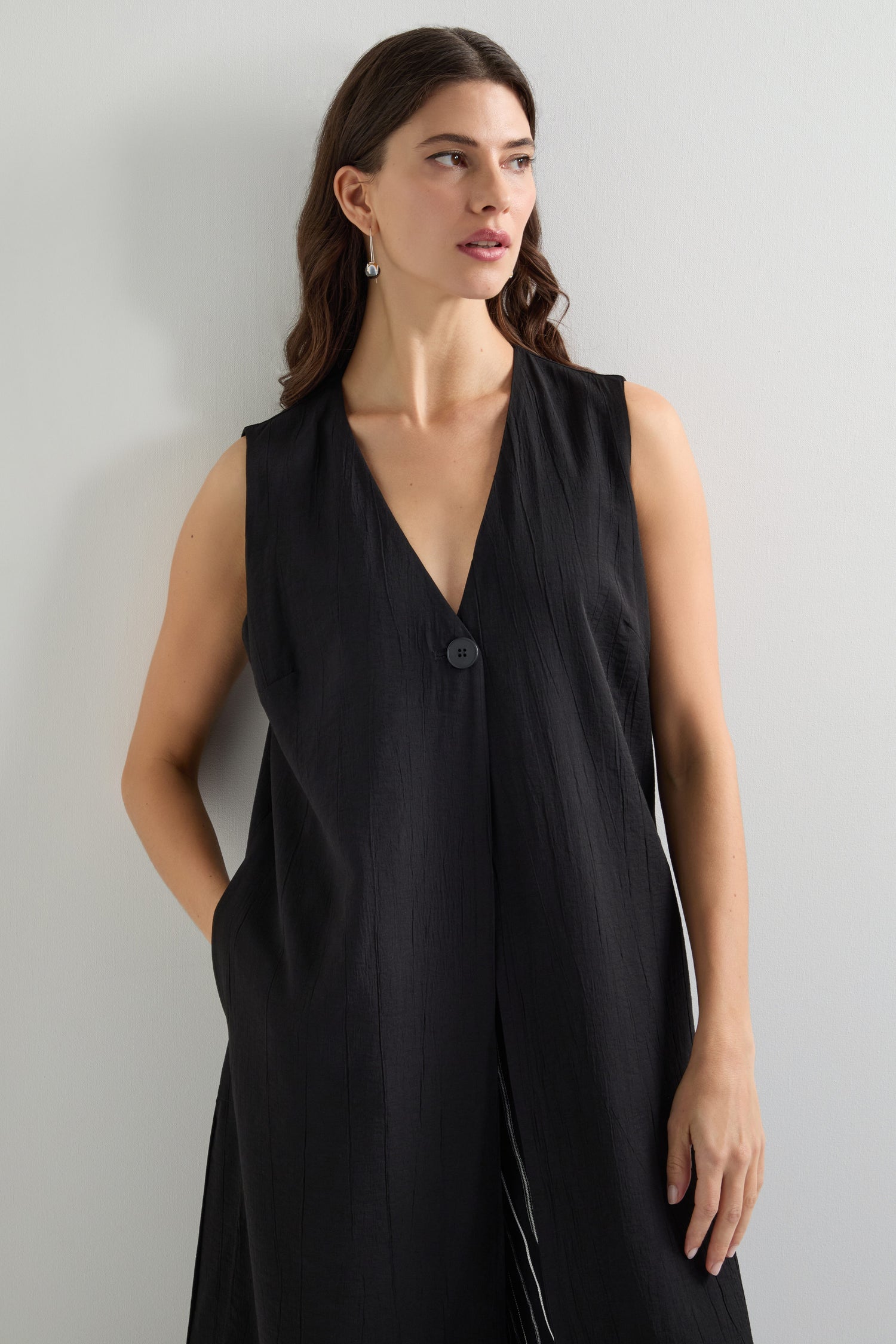 Longline Crinkle Waistcoat