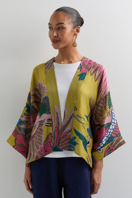 Crane Print Kimono