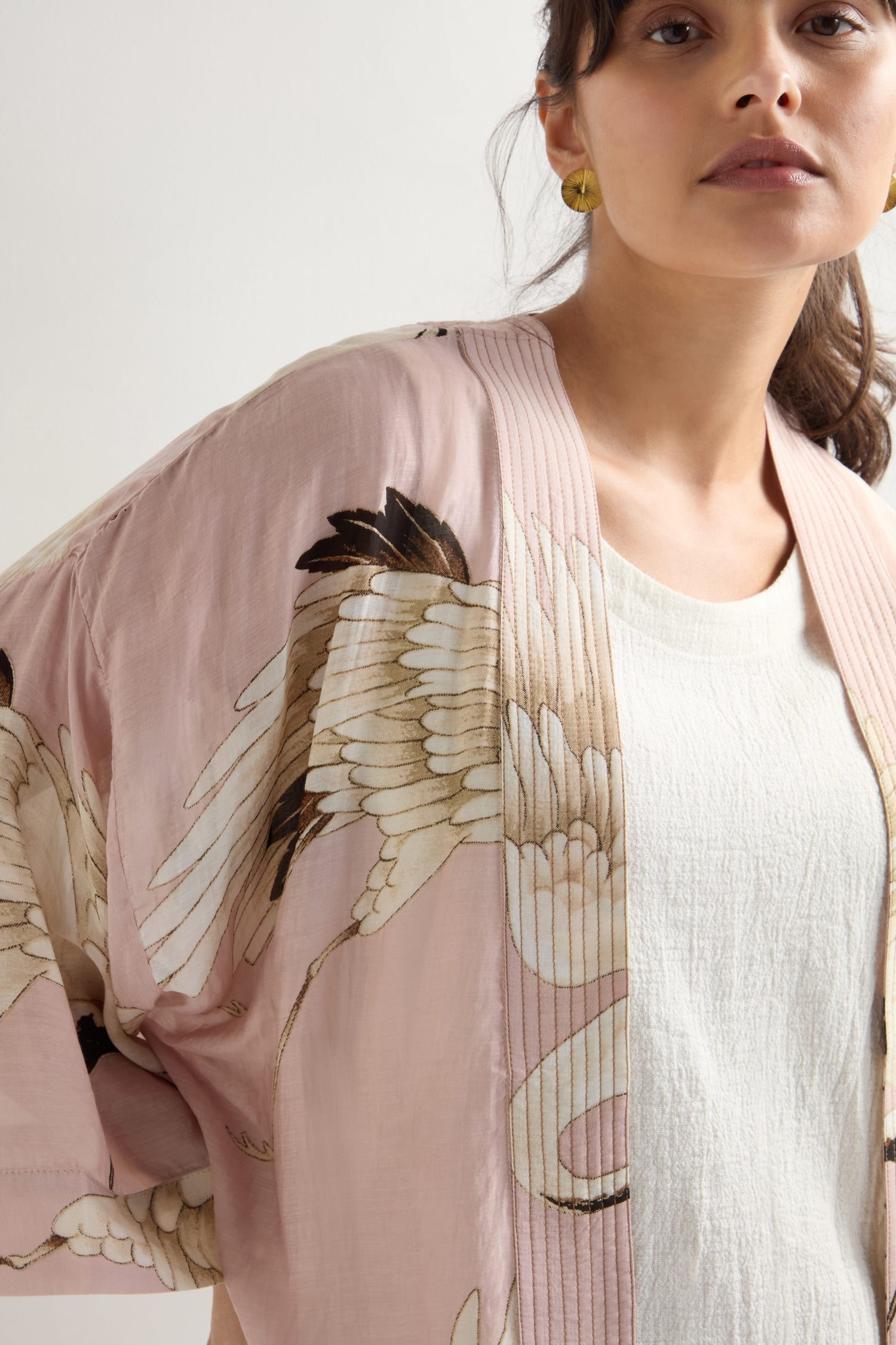 Stork Print Kimono