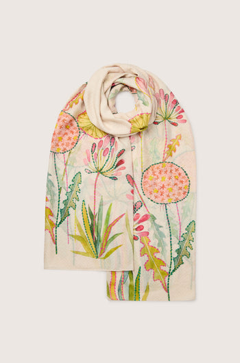 A Pop Flowers Scarf arranged in a loop on a white background.