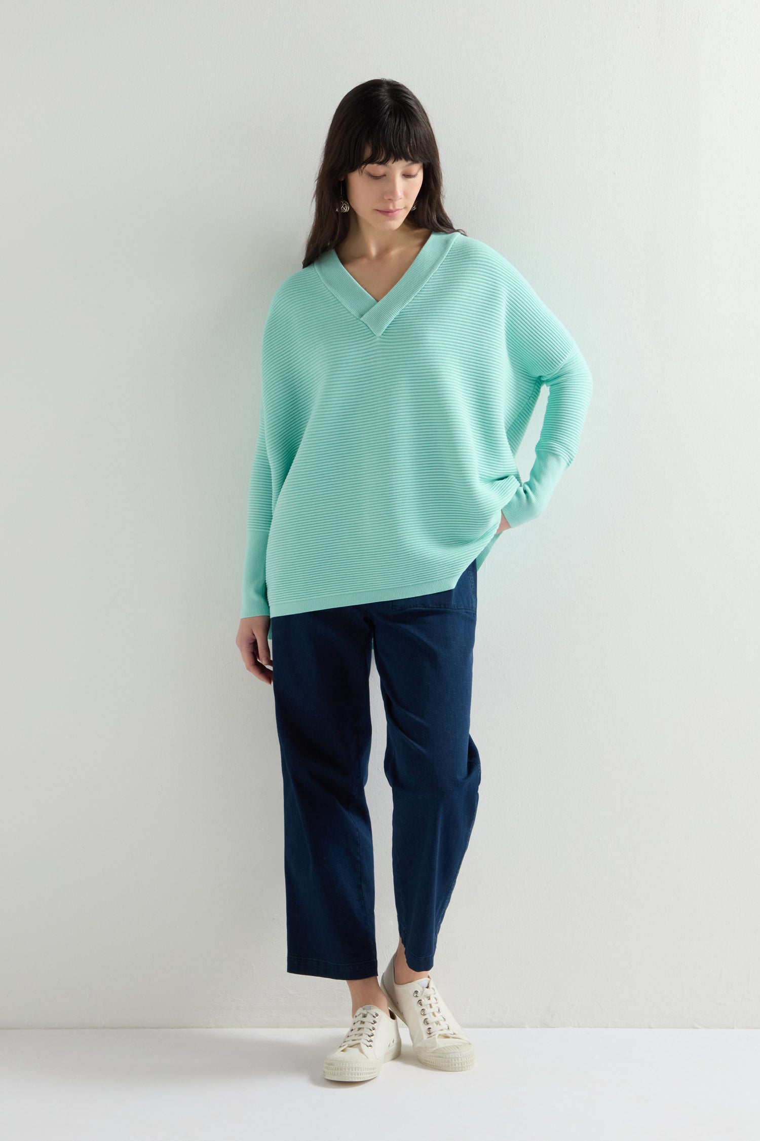 V Neck Ribbed Jumper