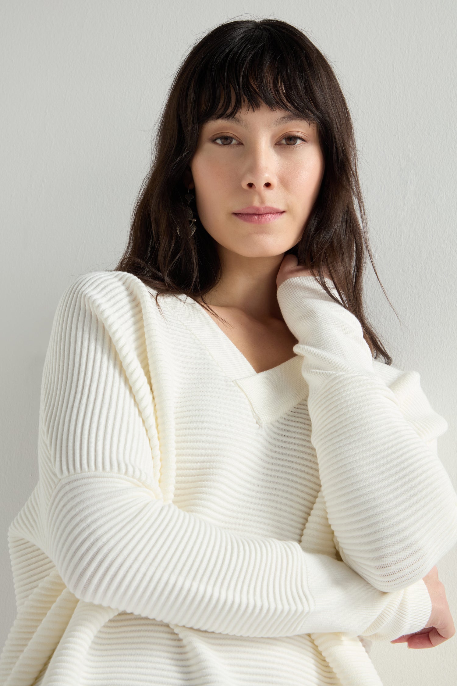 V Neck Ribbed Jumper