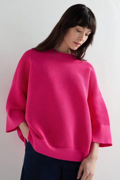 Wide Sleeve Ribbed Jumper