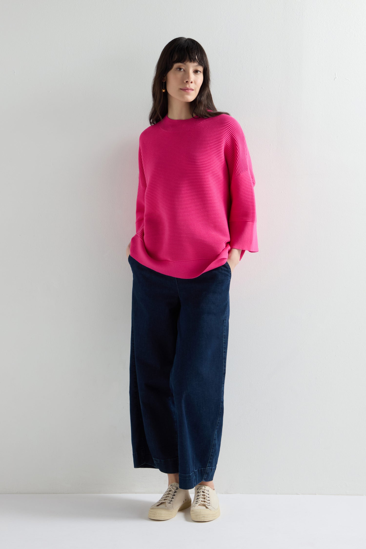 Wide Sleeve Ribbed Jumper