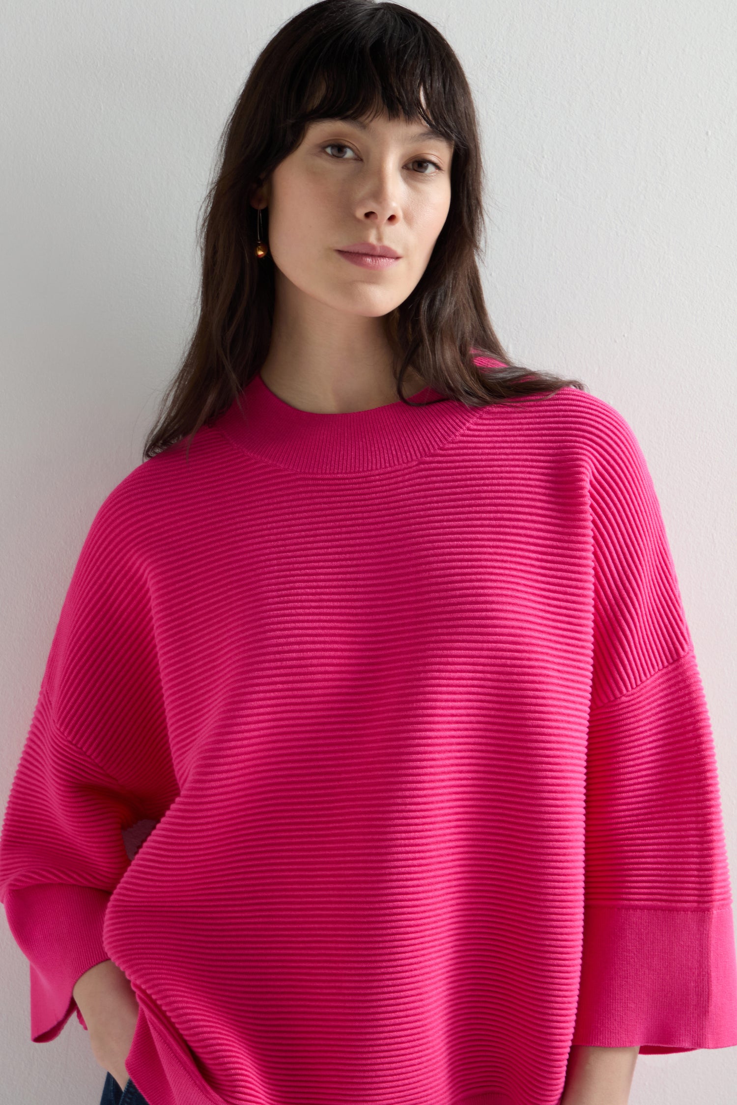 Wide Sleeve Ribbed Jumper