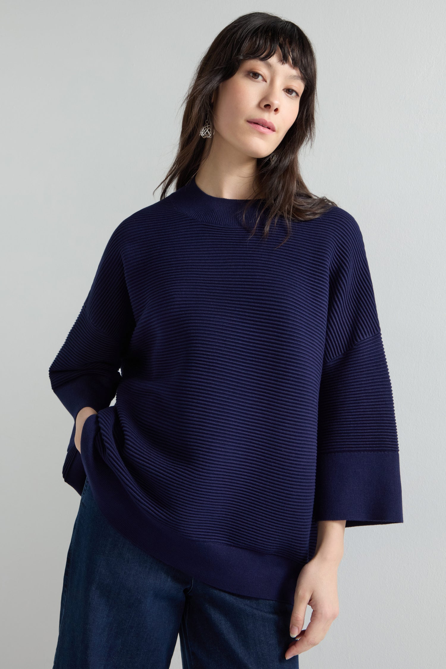 Wide Sleeve Ribbed Jumper