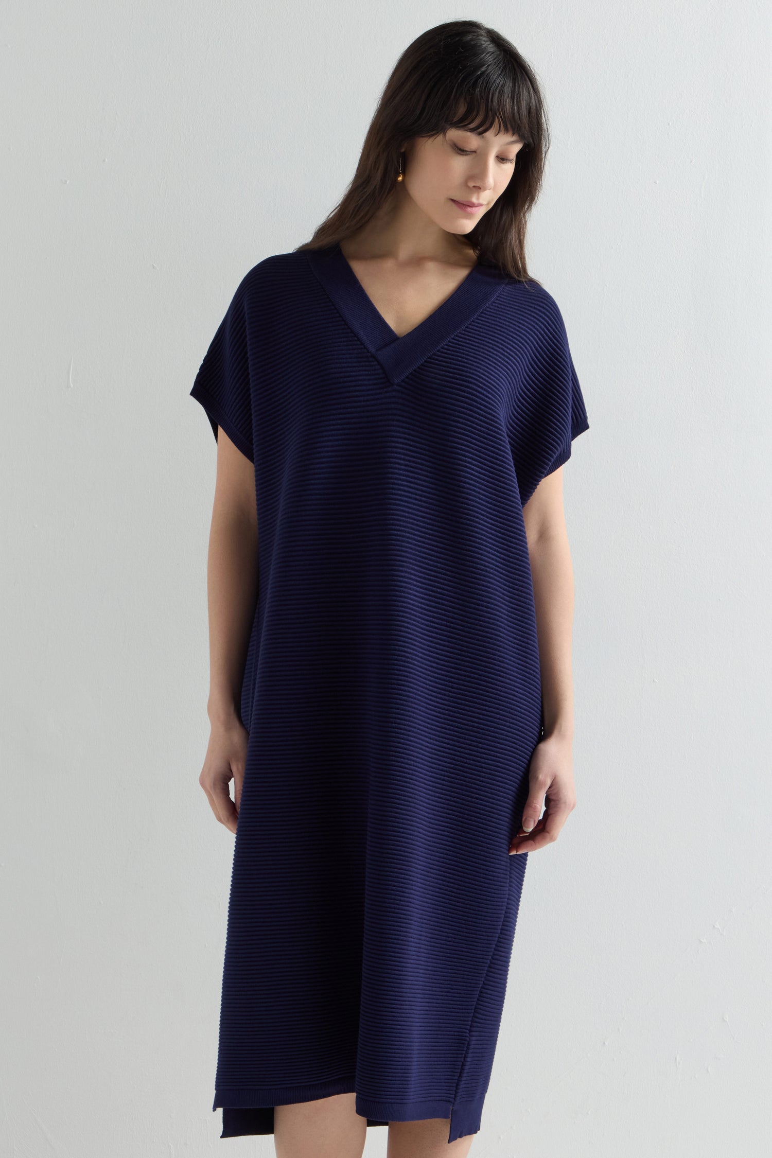 V Neck Ribbed Dress