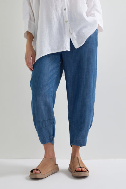 Fluid Denim Bubble Trouser