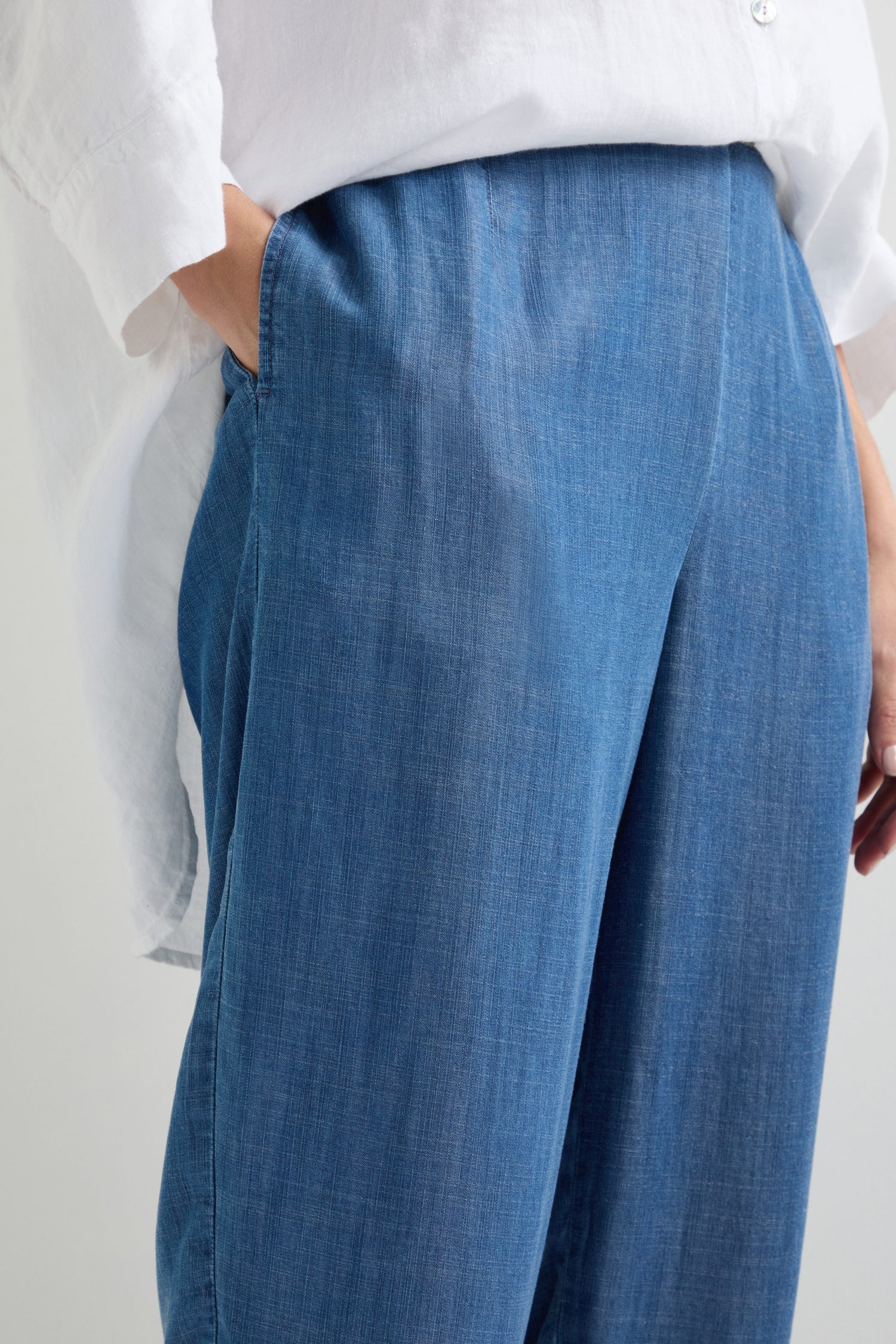 Fluid Denim Bubble Trouser