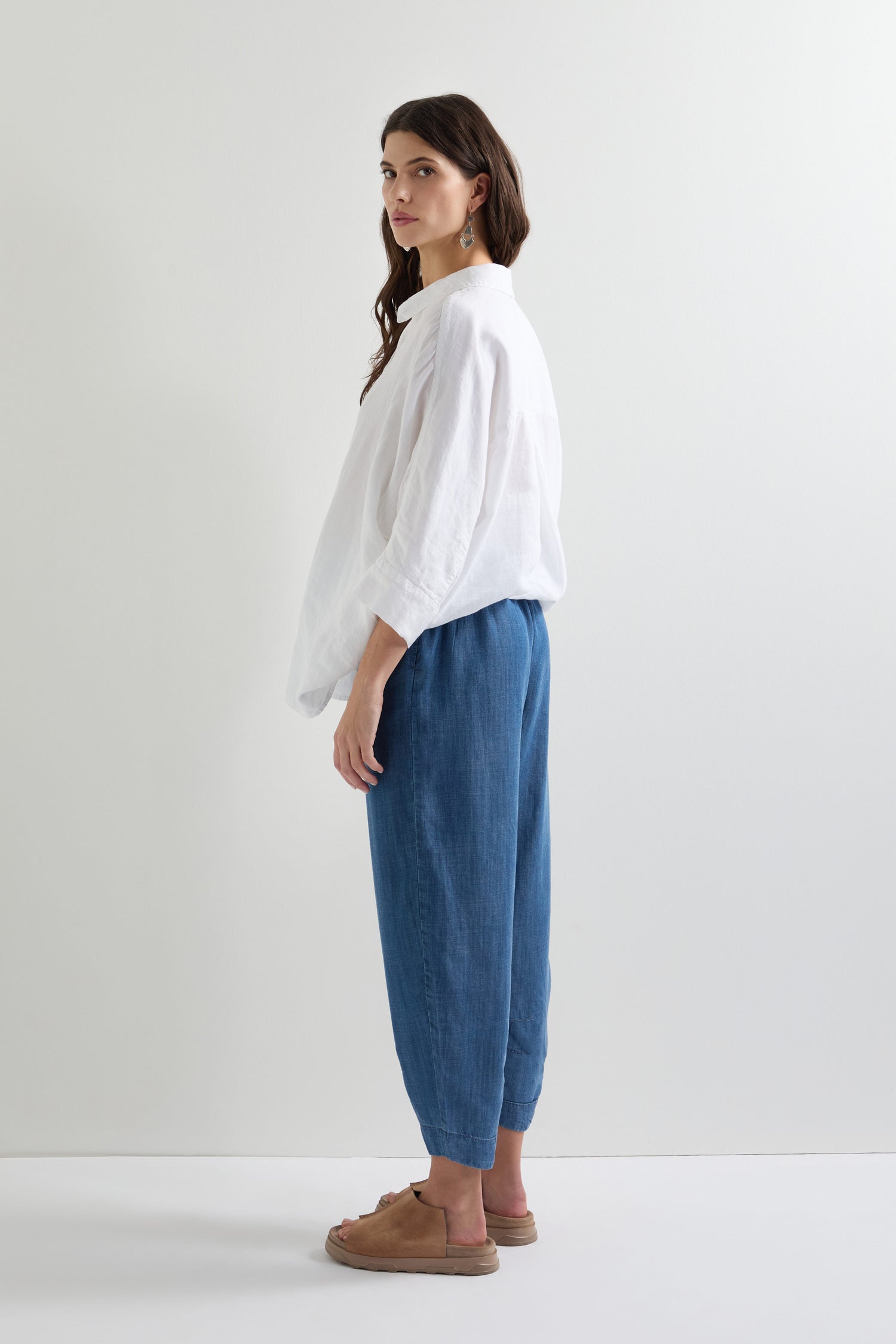 Fluid Denim Bubble Trouser