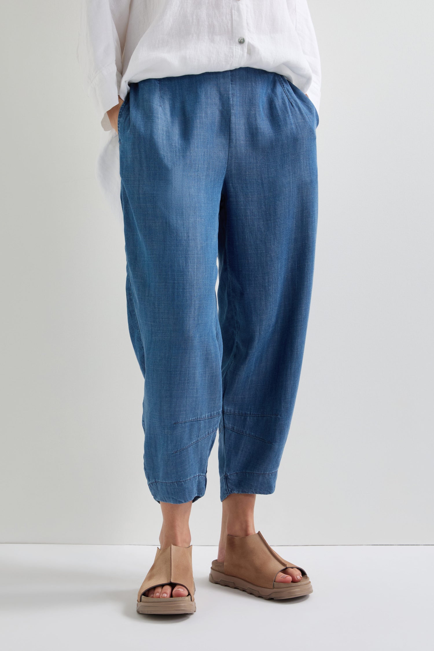 Fluid Denim Bubble Trouser